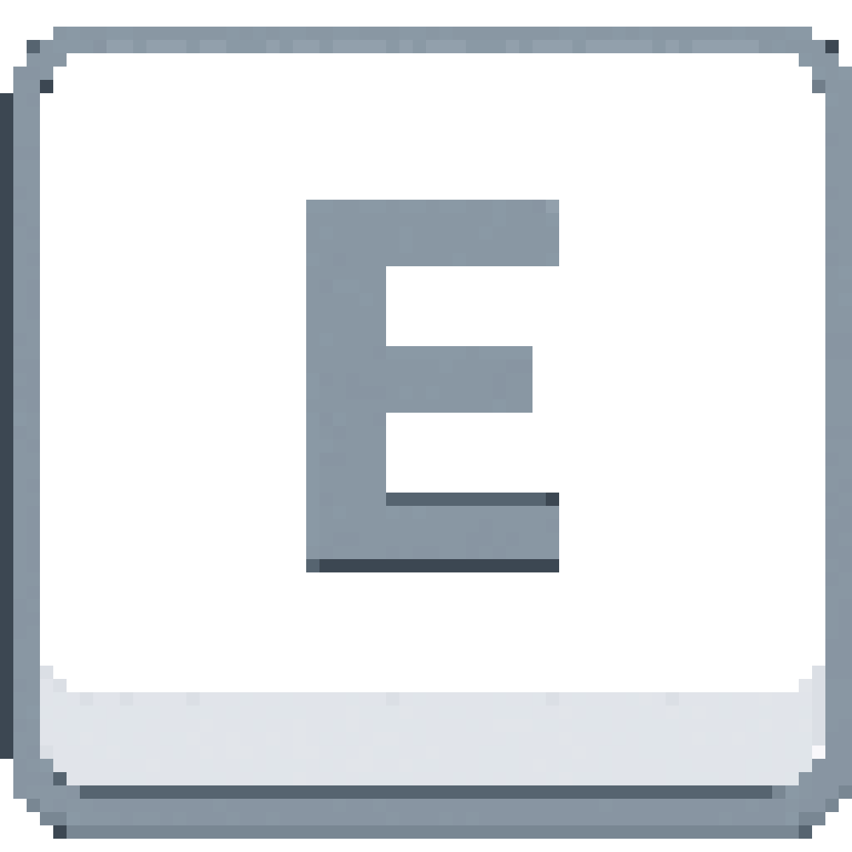 Minimalist White Letter E Button pixel art