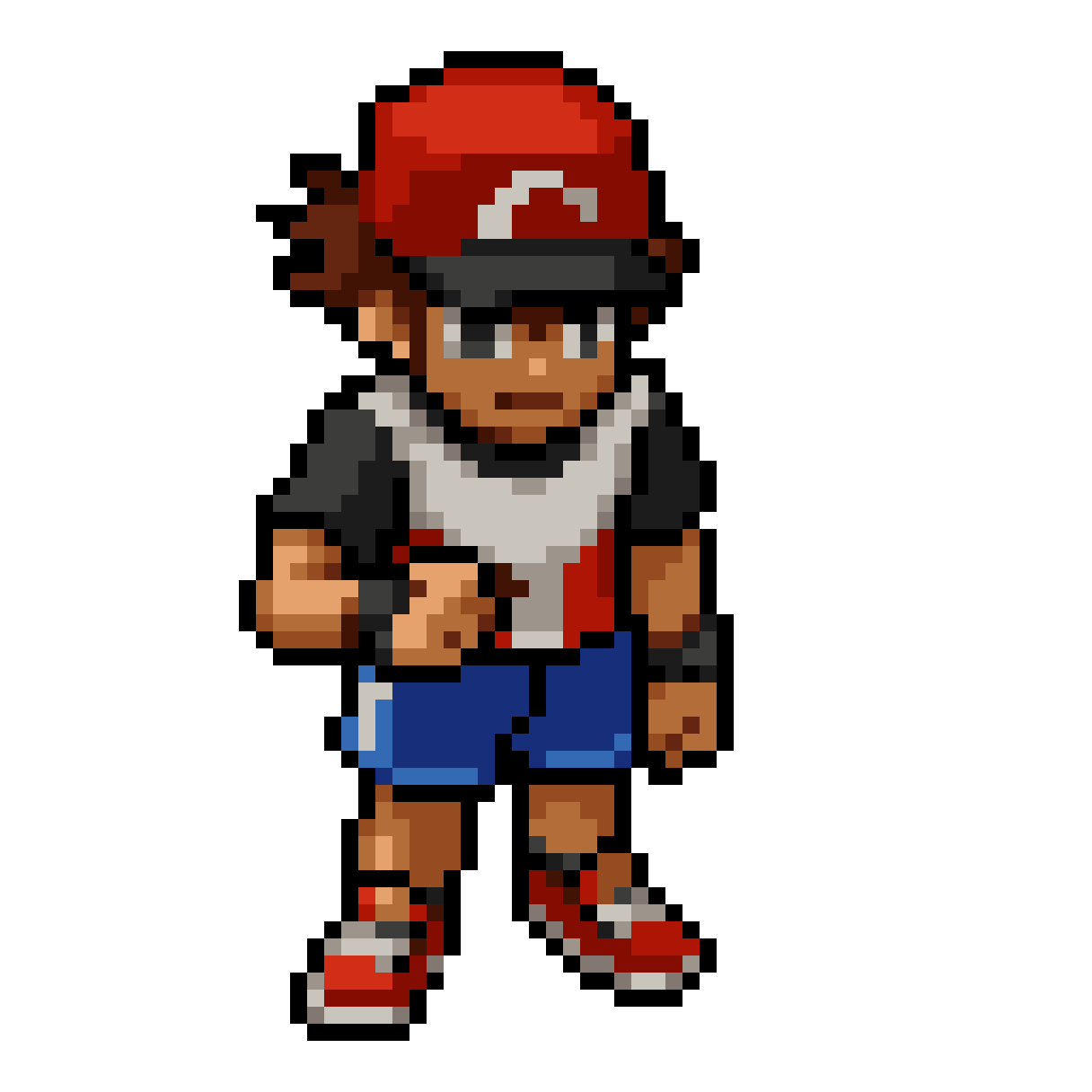 Pokemon Trainer in Shorts and T-Shirt pixel art