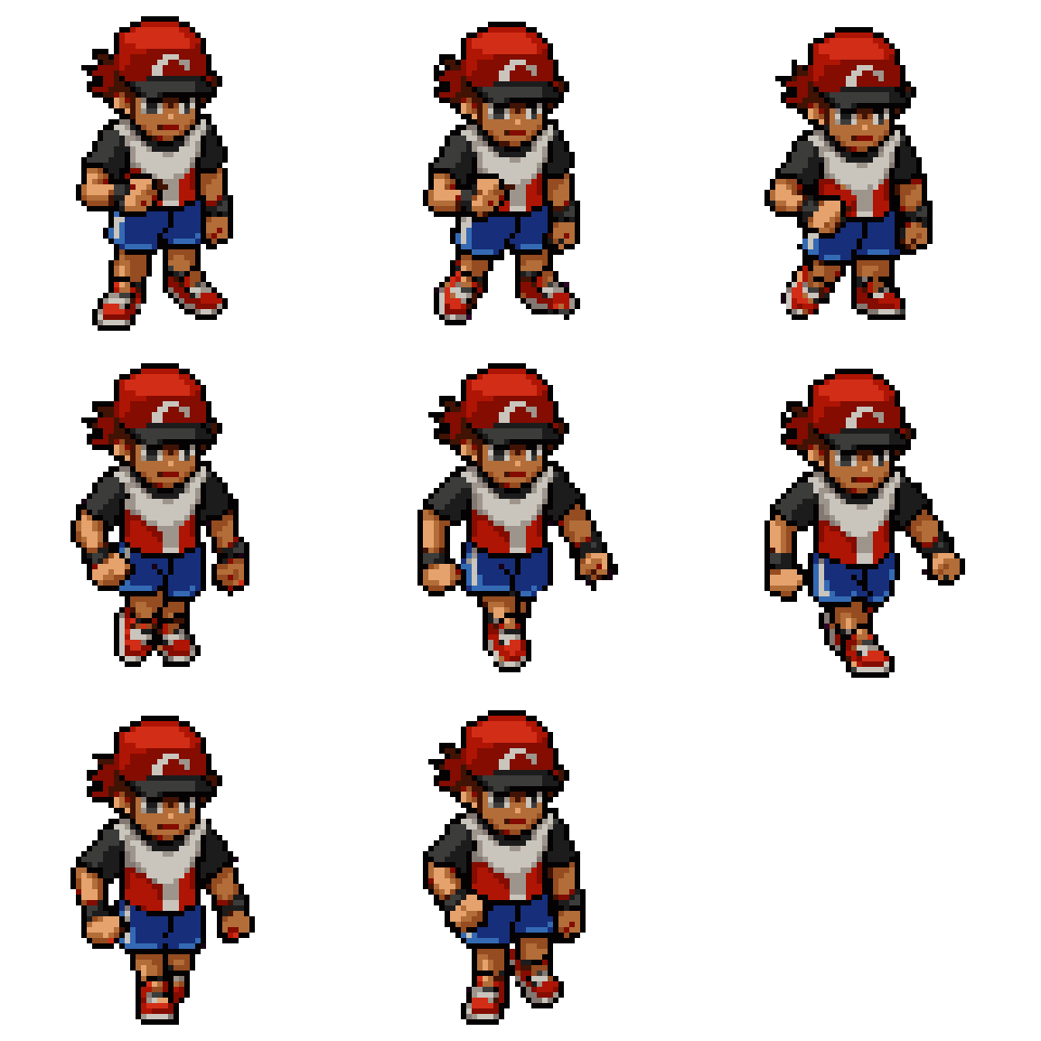 Pokemon Trainer in Shorts and T-Shirt Walking pixel art