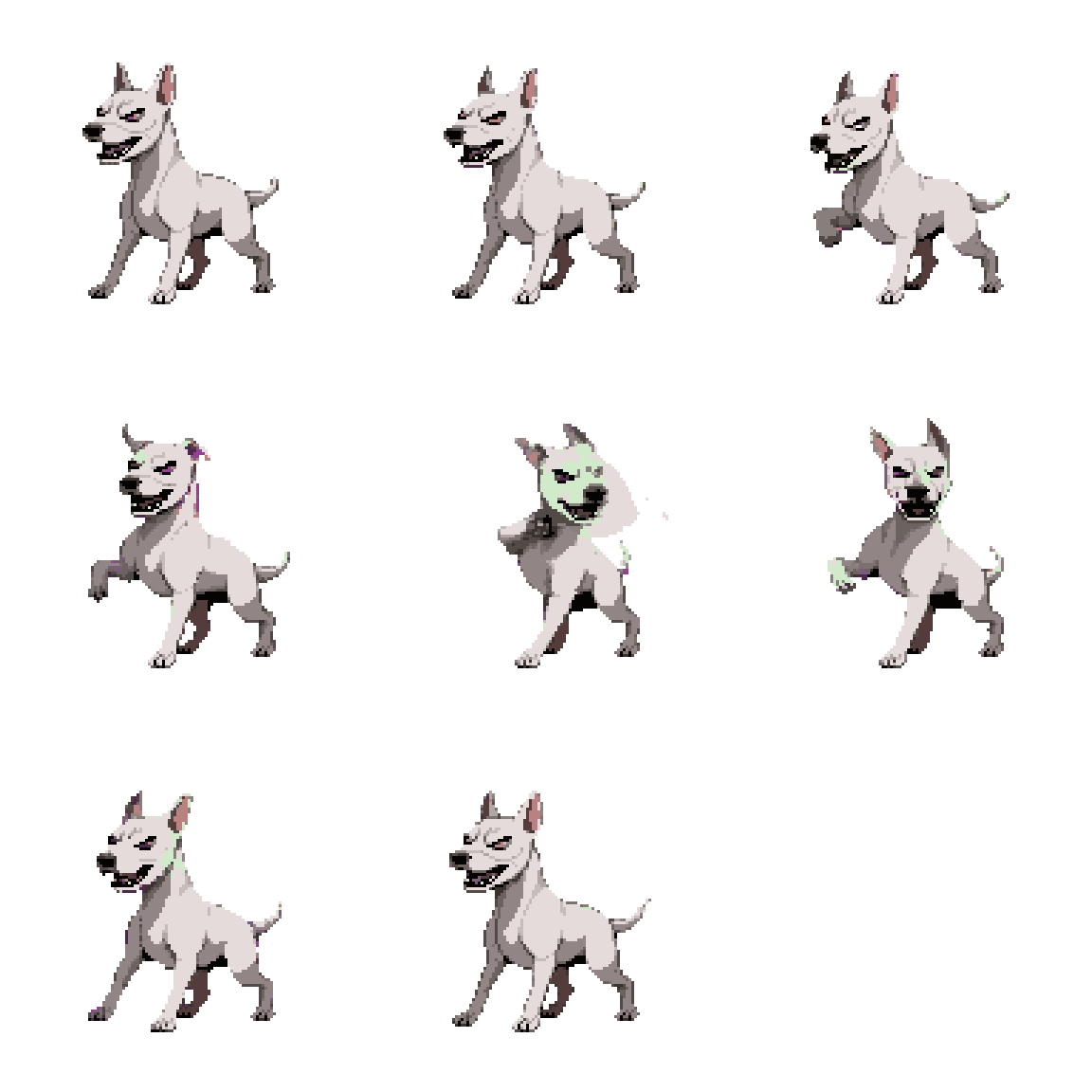 Fearsome Medium-Sized Bull Terrier Attacking pixel art