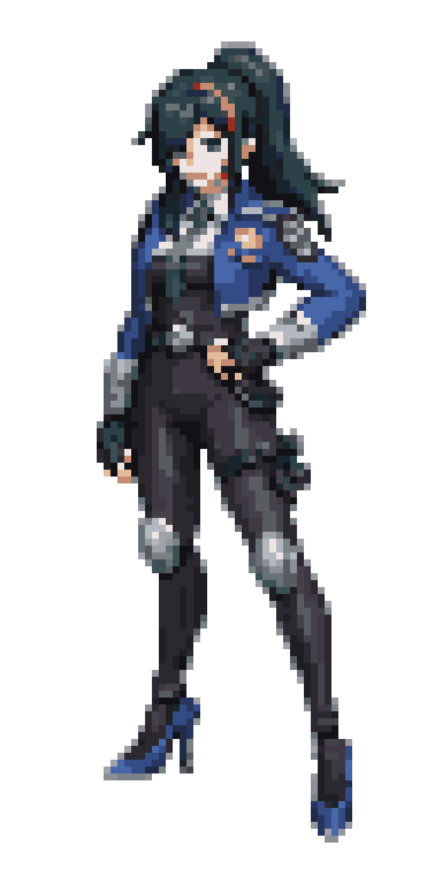 Confident Female Police Officer Character pixel art