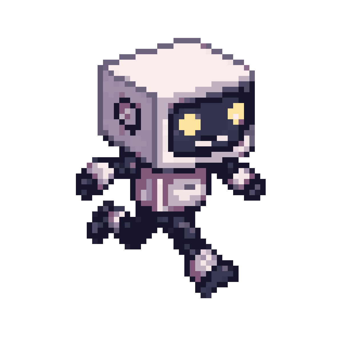 Chibi Cubehead Robot Running Downwards pixel art