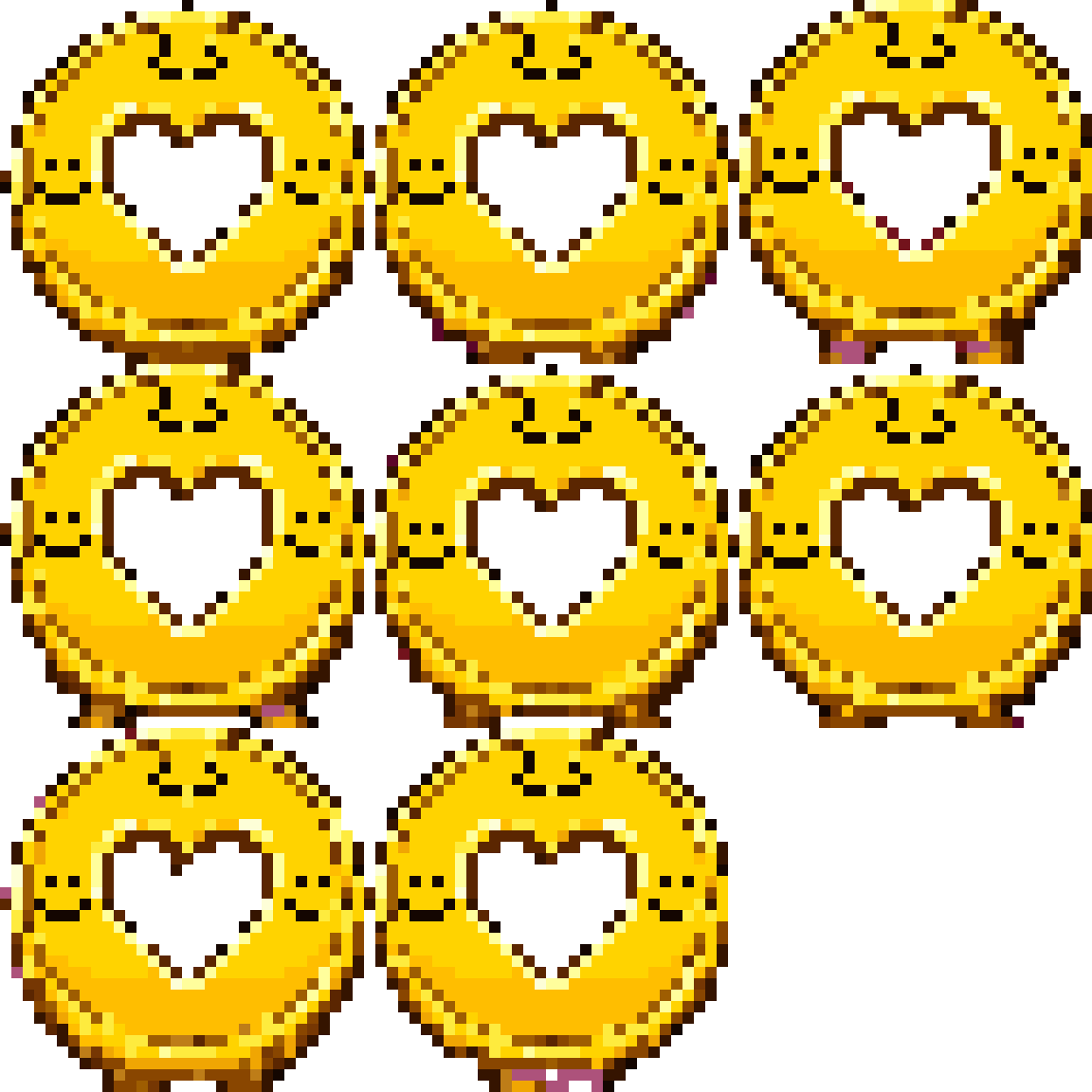 Smiley Heart Donut Walking pixel art
