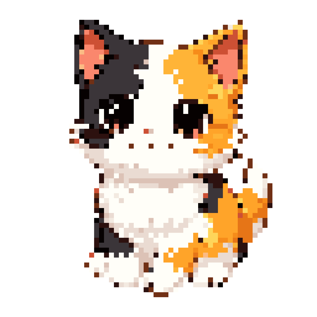 fluffy engaging kitten with unique style pixel art