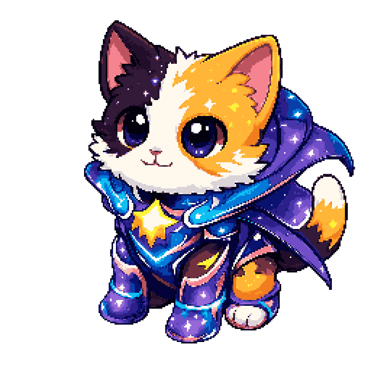 Super Hero Kitten with Space Powers pixel art