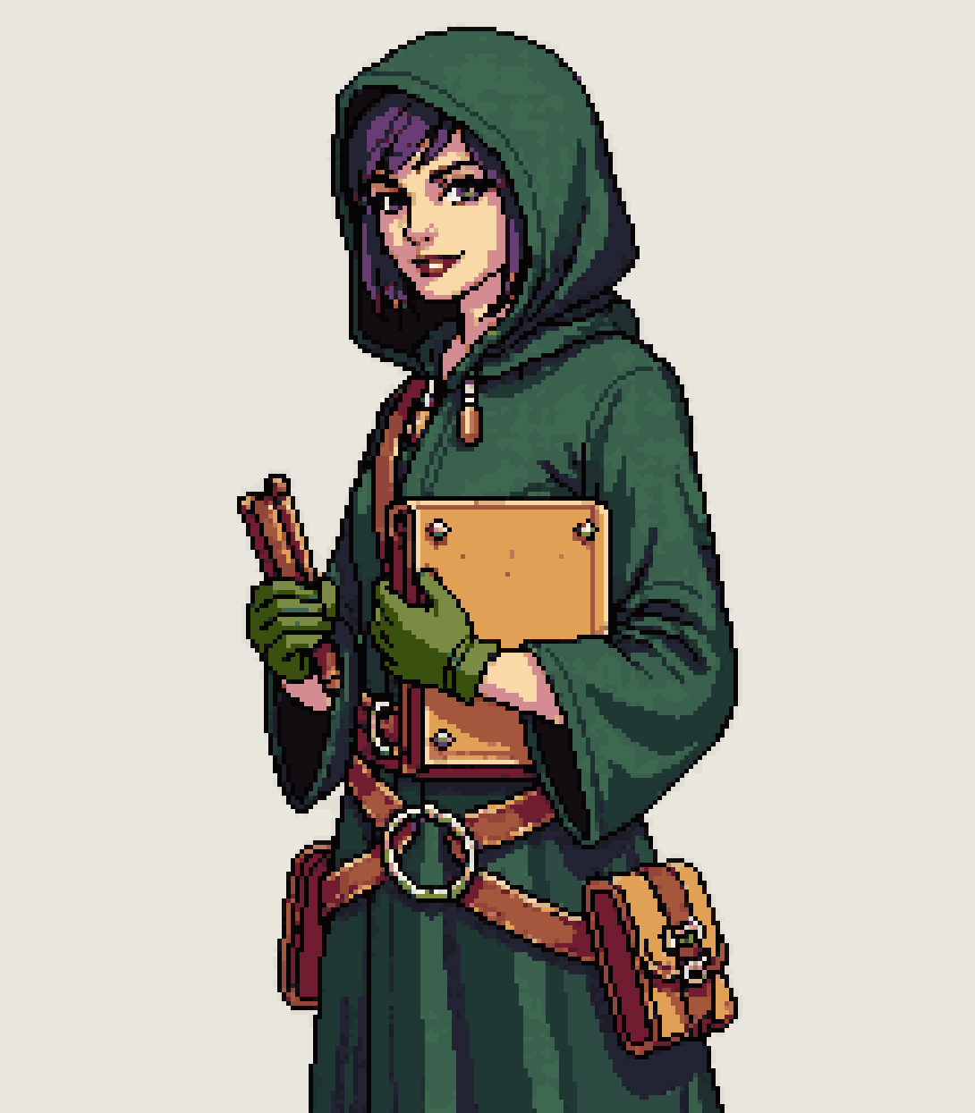 Apprentice Mage with Rune Tablets pixel art