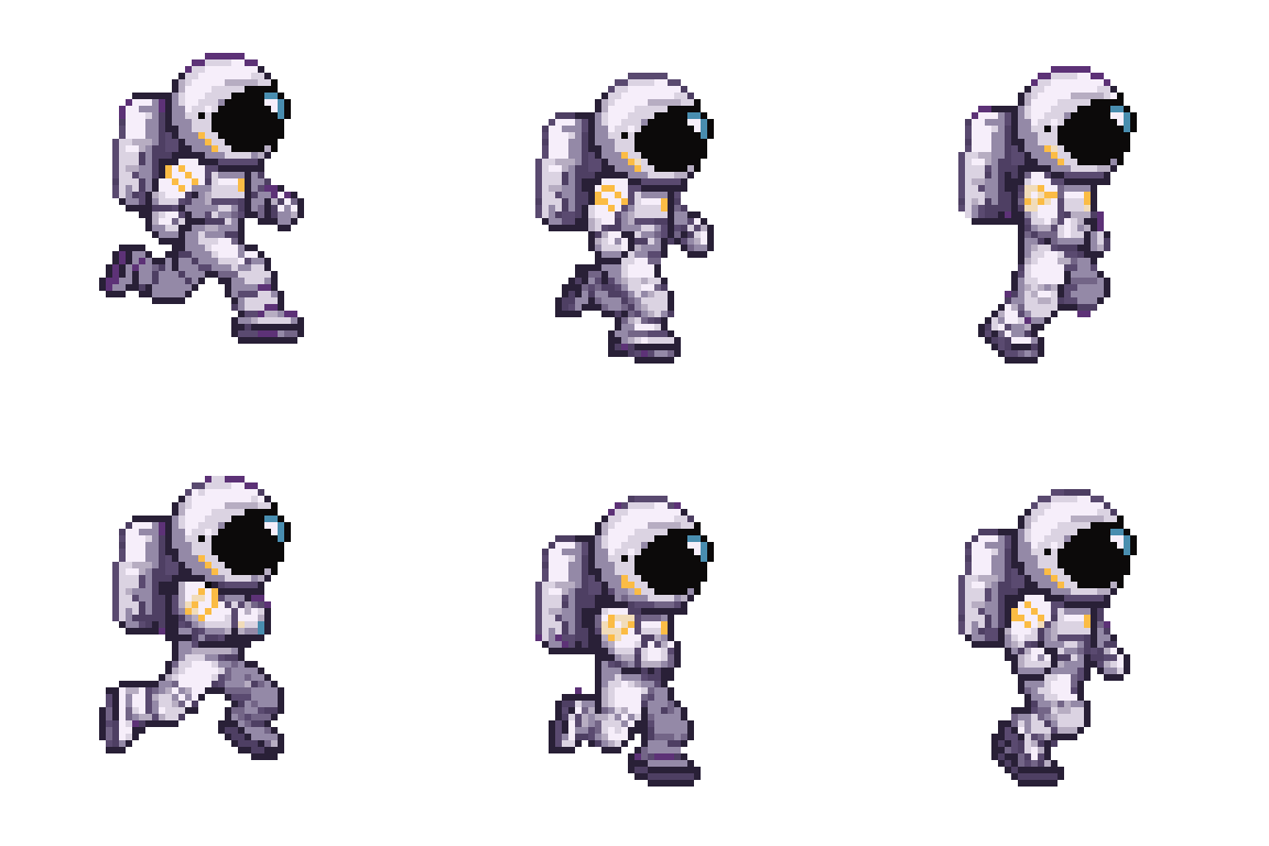 Astronaut Character Running pixel art