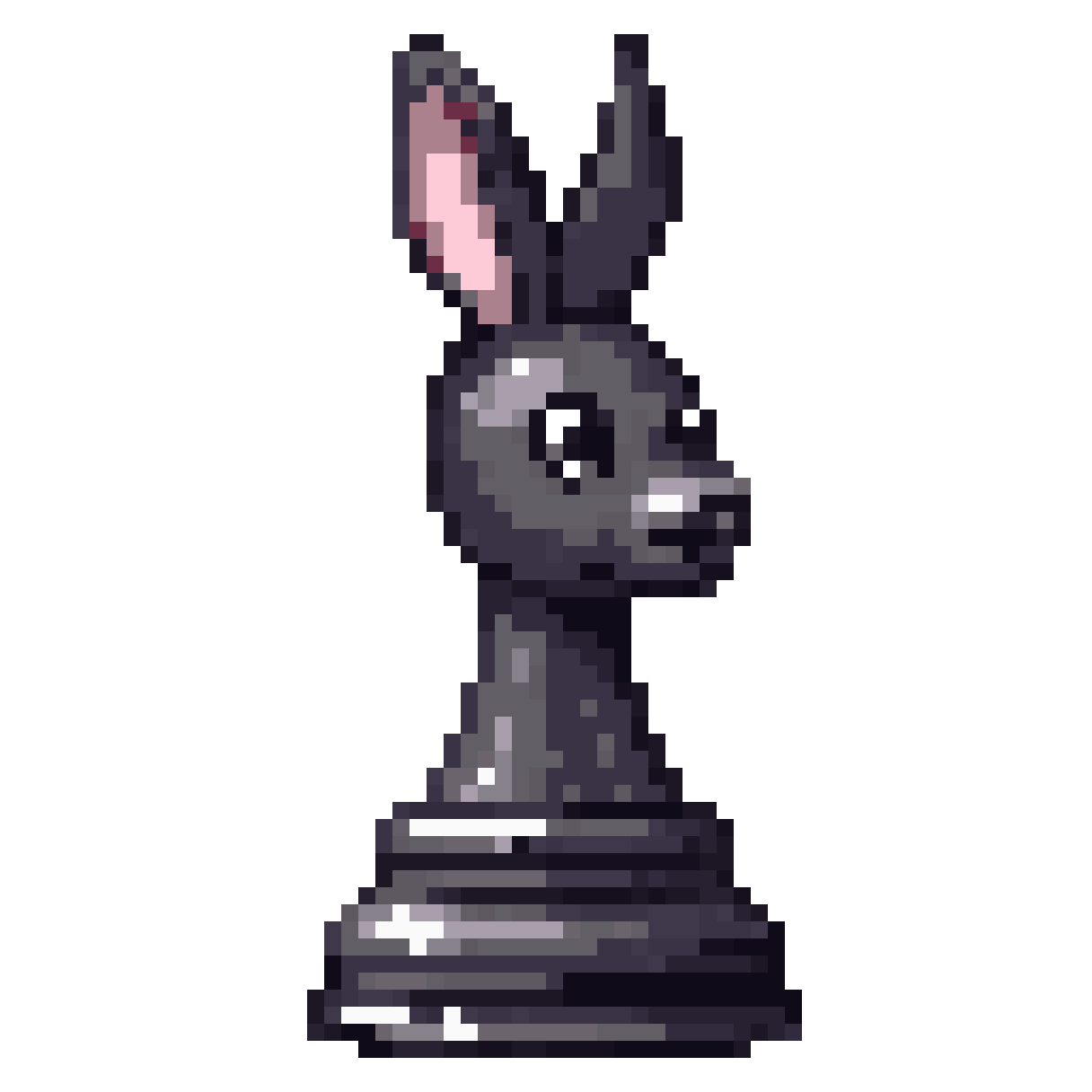Black Bunny Knight Chess Piece pixel art