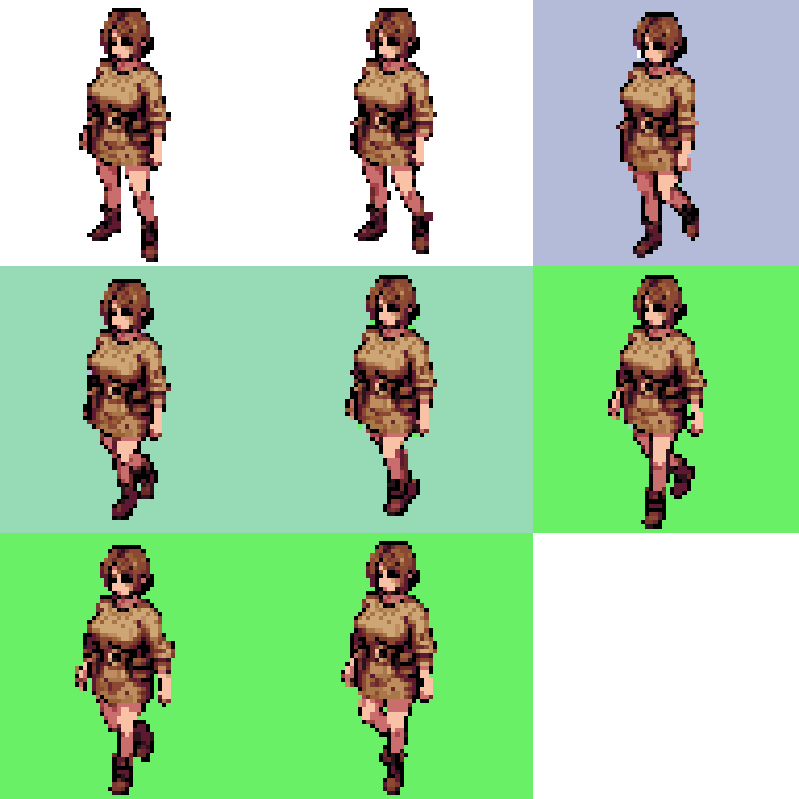 Feminine Modest Woman in Sweater Dress Walking pixel art