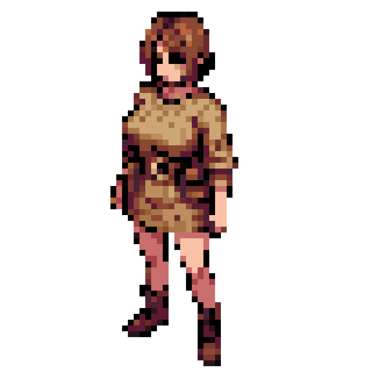 Feminine Modest Woman in Sweater Dress pixel art