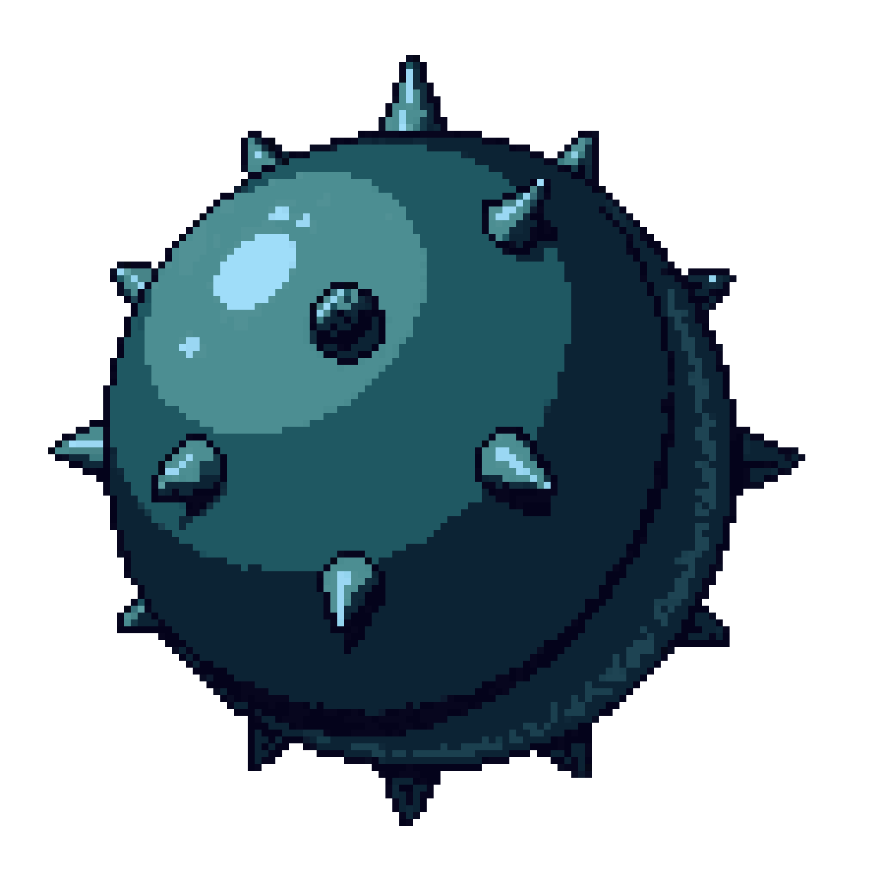 circle sea mine with spikes pixel art