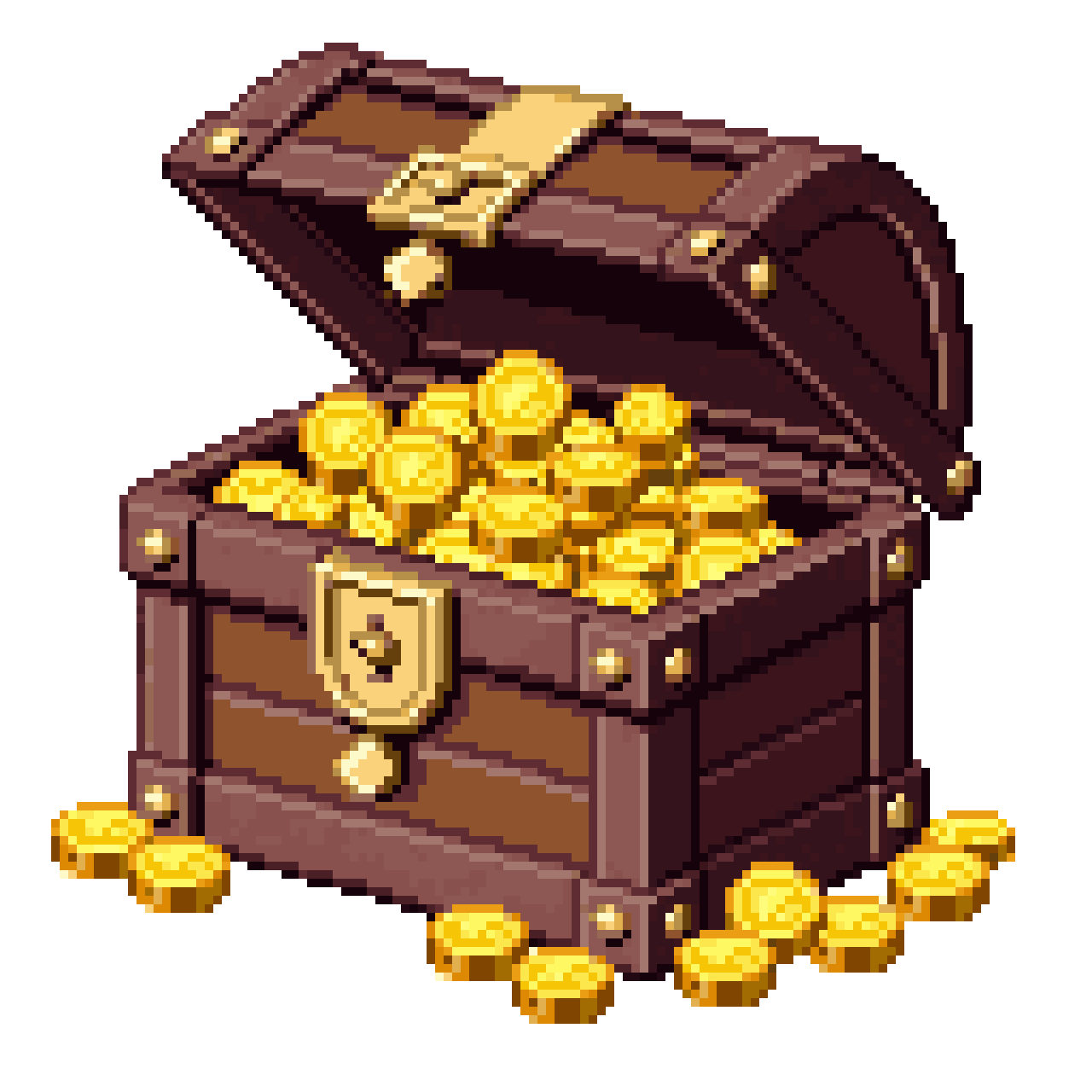Classic Wooden Pirate Treasure Chest pixel art