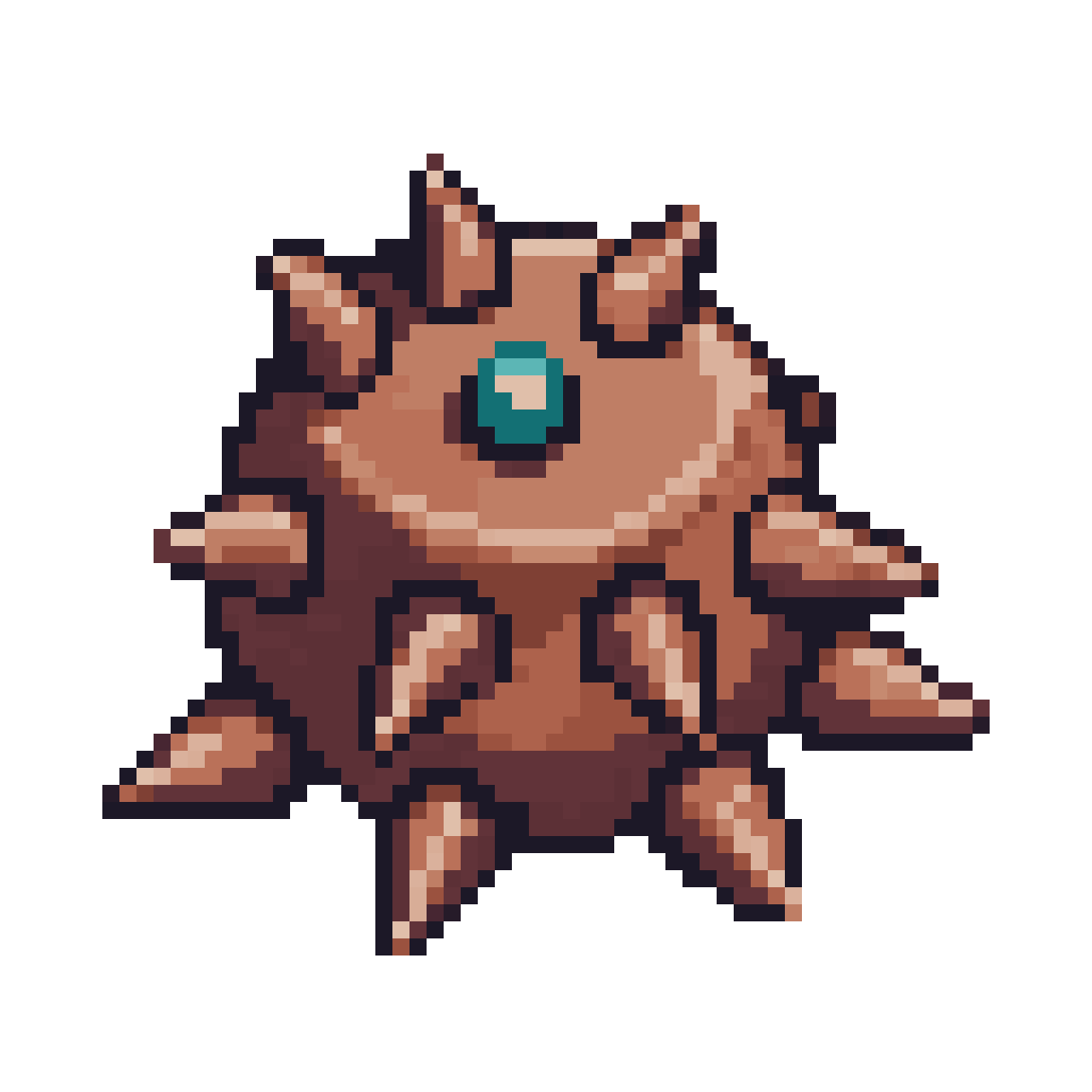 old rusty sea mine with spikes pixel art