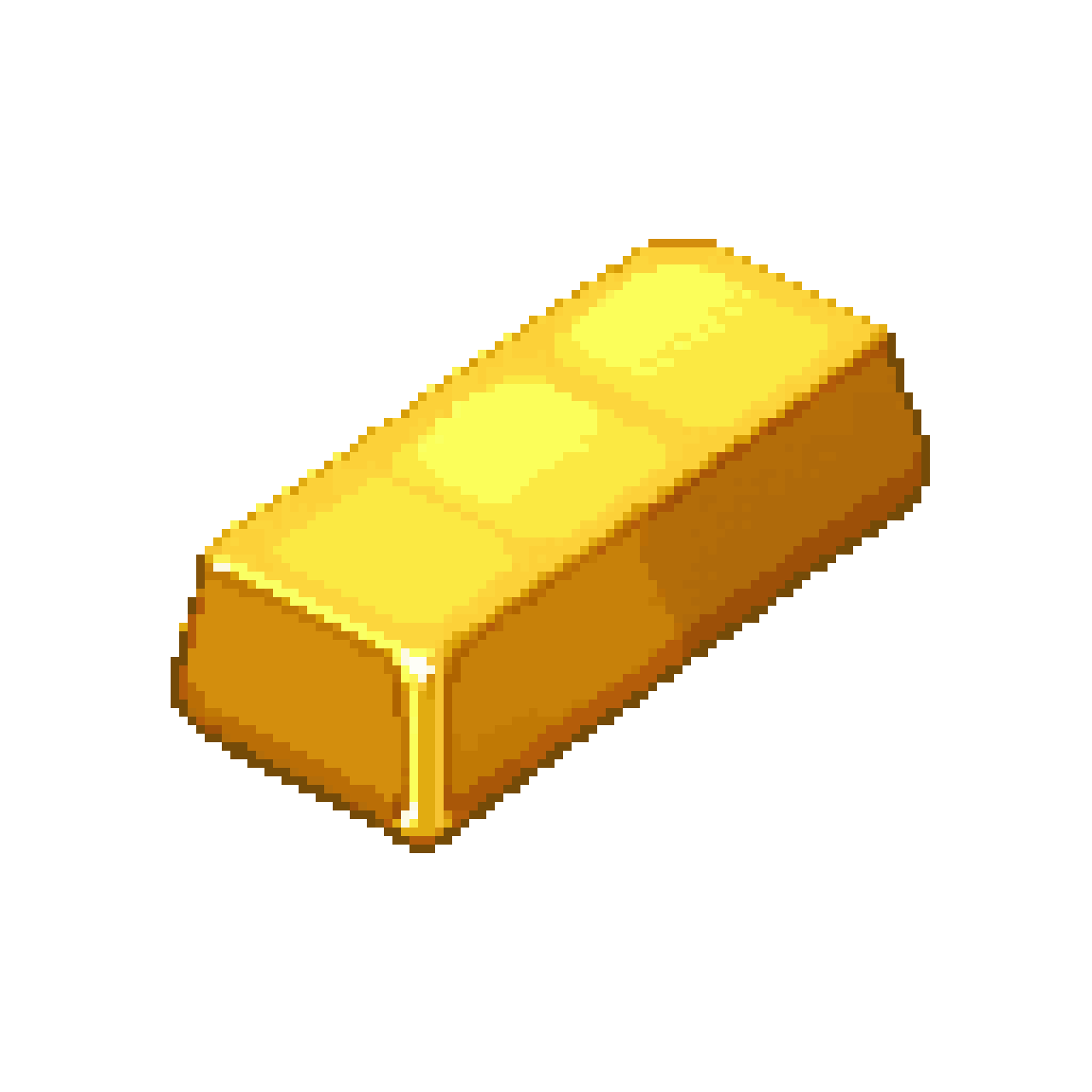 Shiny Glowing Gold Bullion Bar pixel art