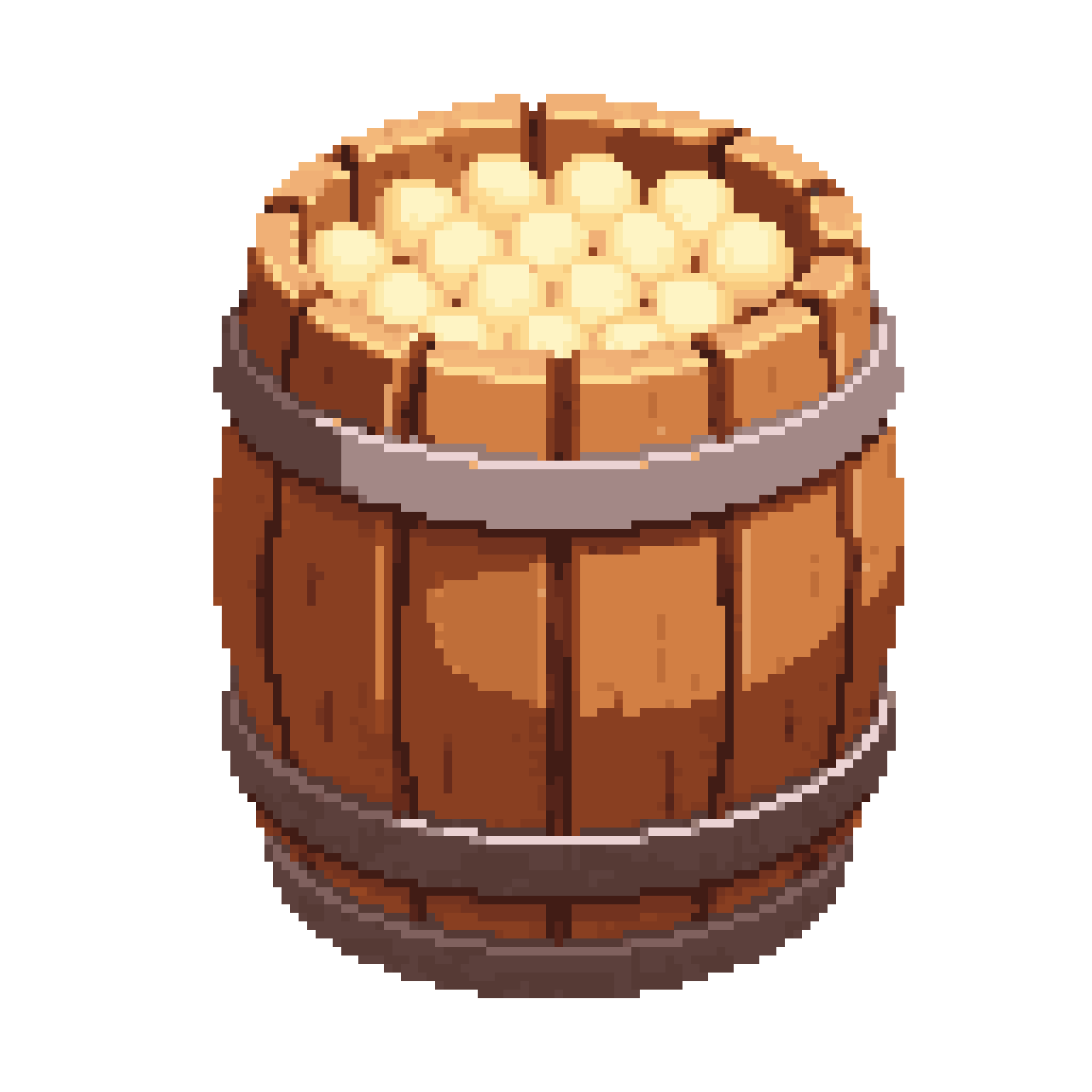 Wooden Barrel with Dynamite pixel art