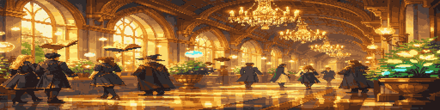 Magnificent Corridor in Magical Academy pixel art