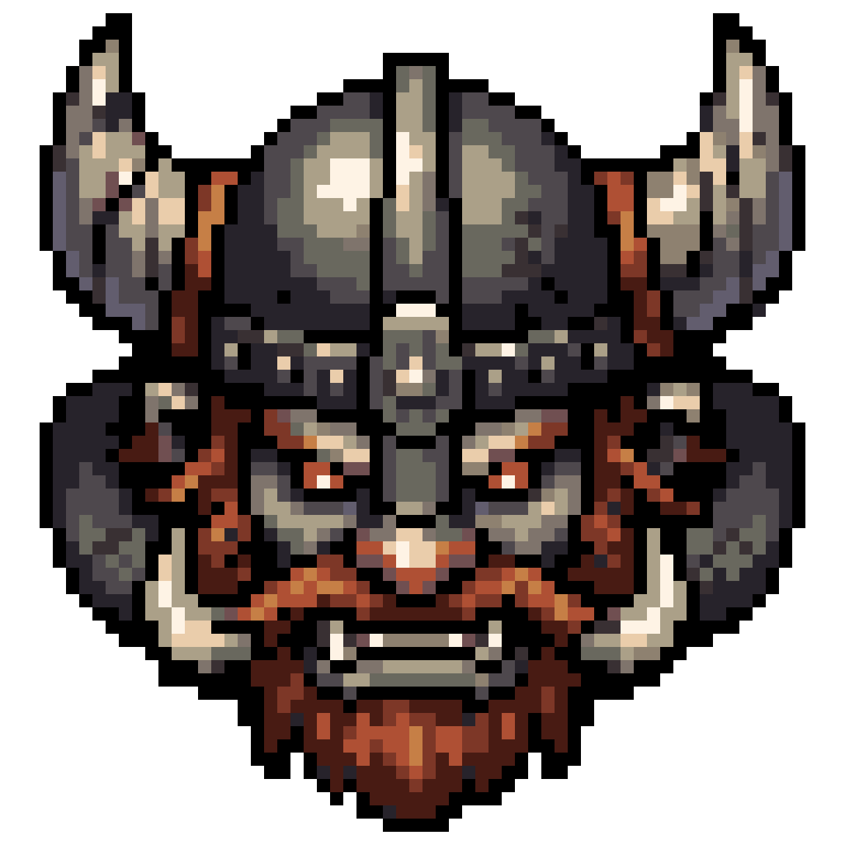 Unhinged Undead Viking Berserker Face pixel art