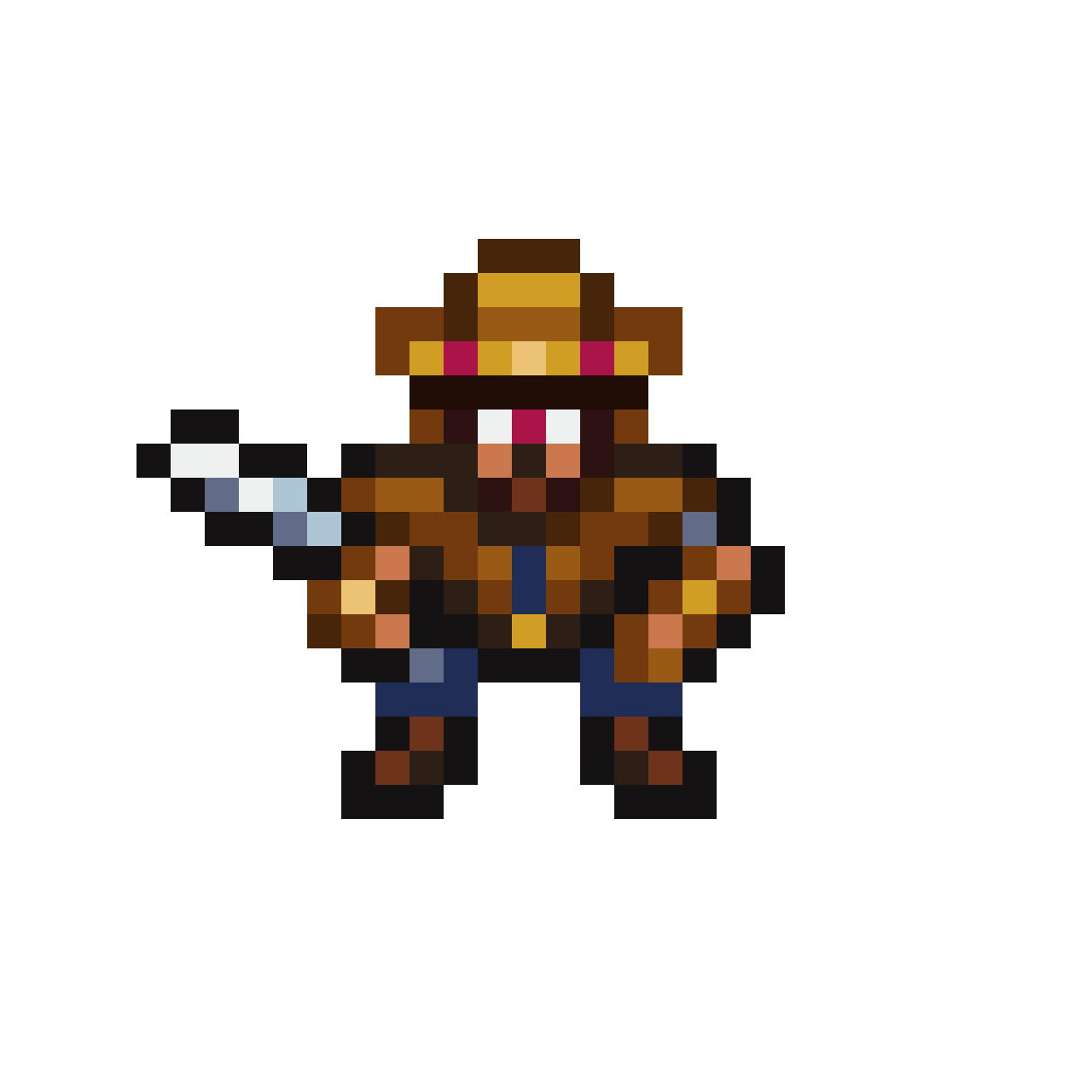 wild west gun character pixel art
