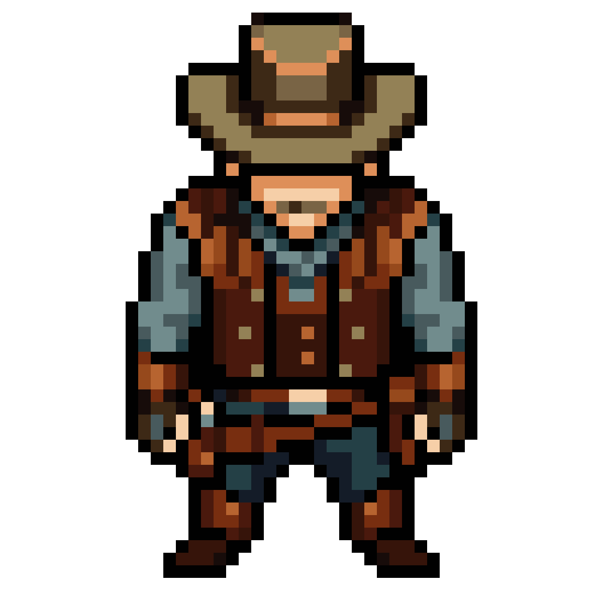Wild West Gunslinger in Pixel Art pixel art