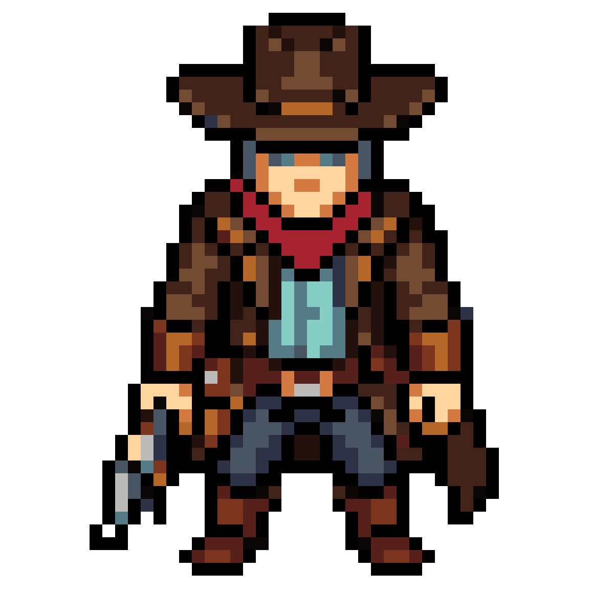 wild west gunslinger in pixel art pixel art