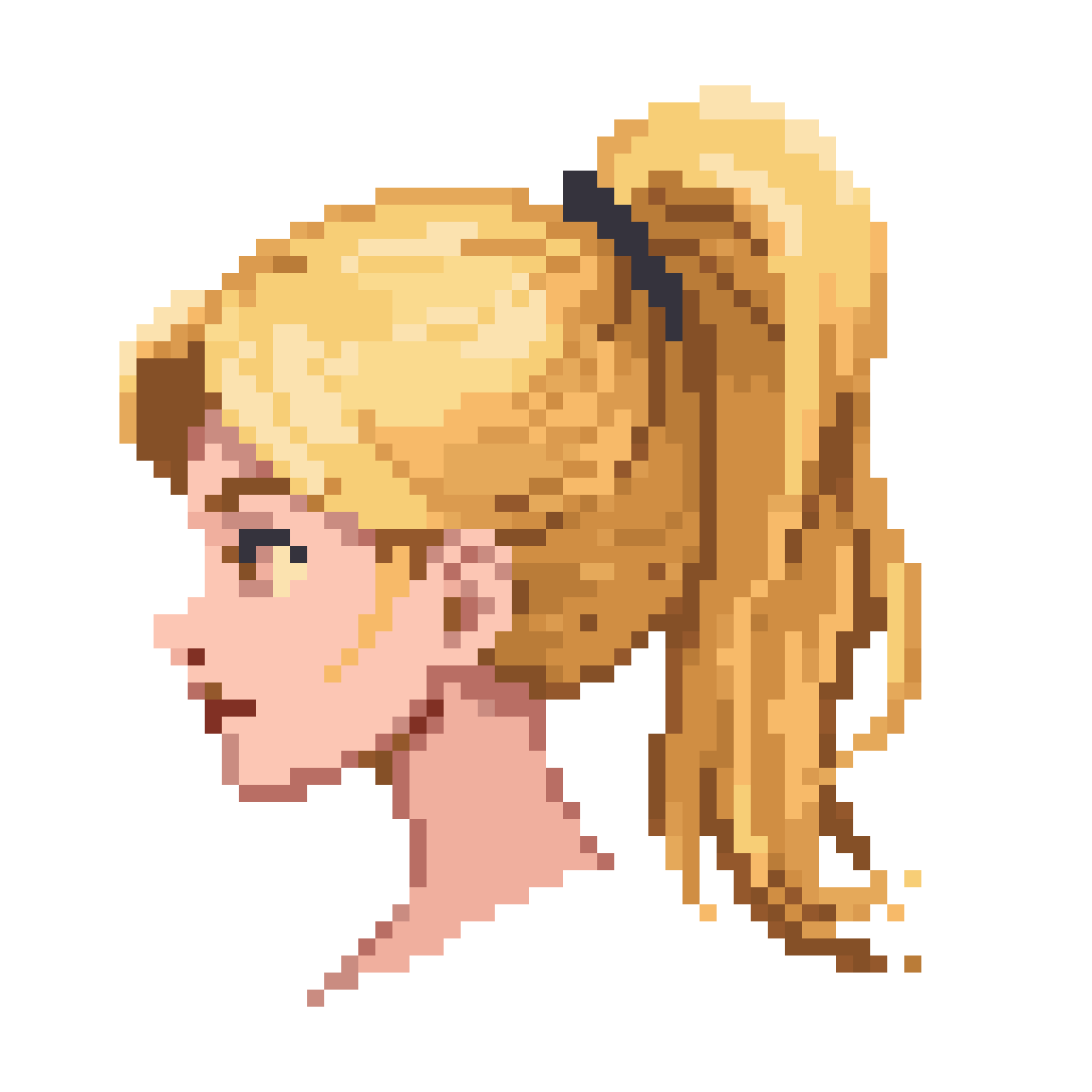 female blonde hair high ponytail pixel art