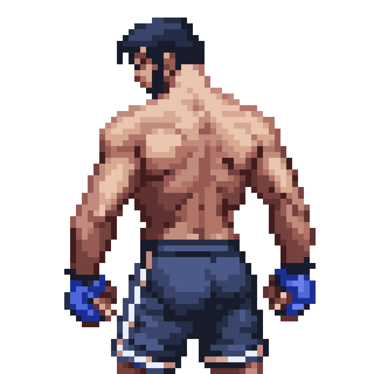 MMA Fighter with Blue Gloves pixel art