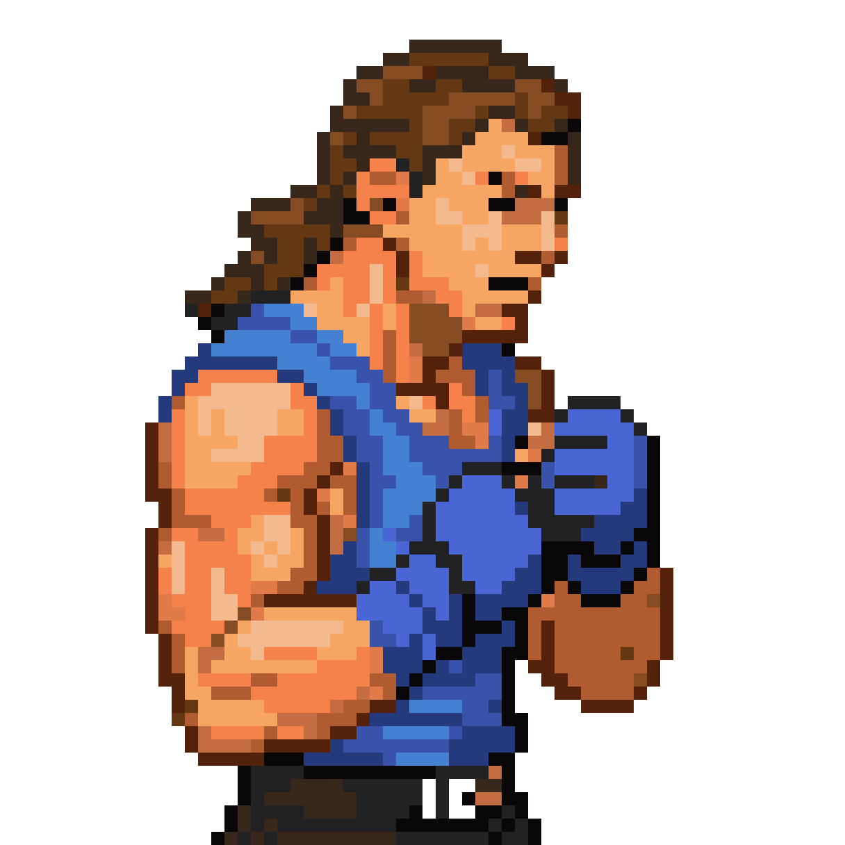 MMA Fighter with Blue Gloves pixel art
