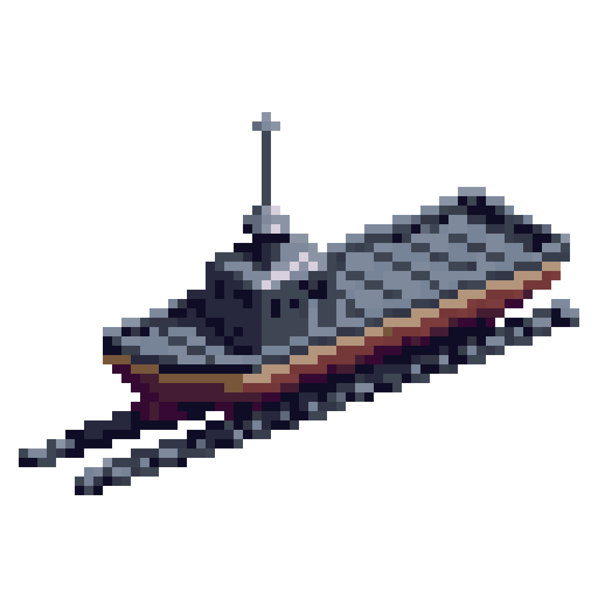 2D Boat Hauling Train Track pixel art