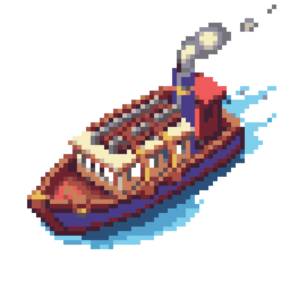 2D boat hauling train track pixel art