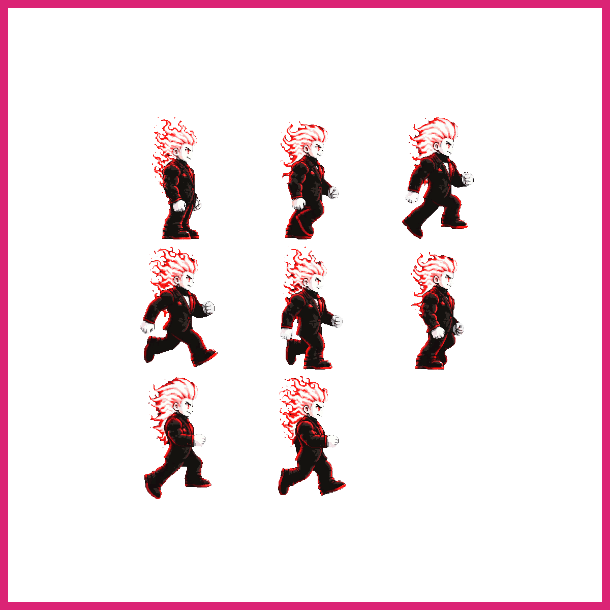Flaming Suit Character Running Forward | Sprite-AI
