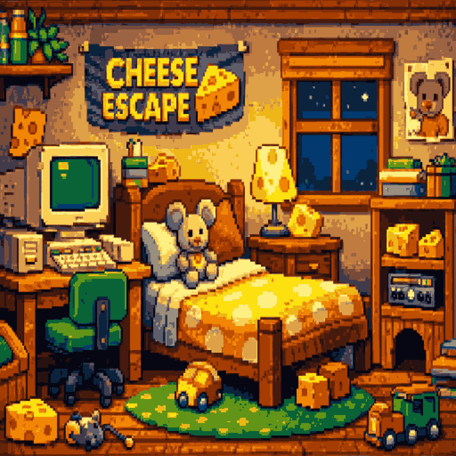 2D pixel art house interior pixel art