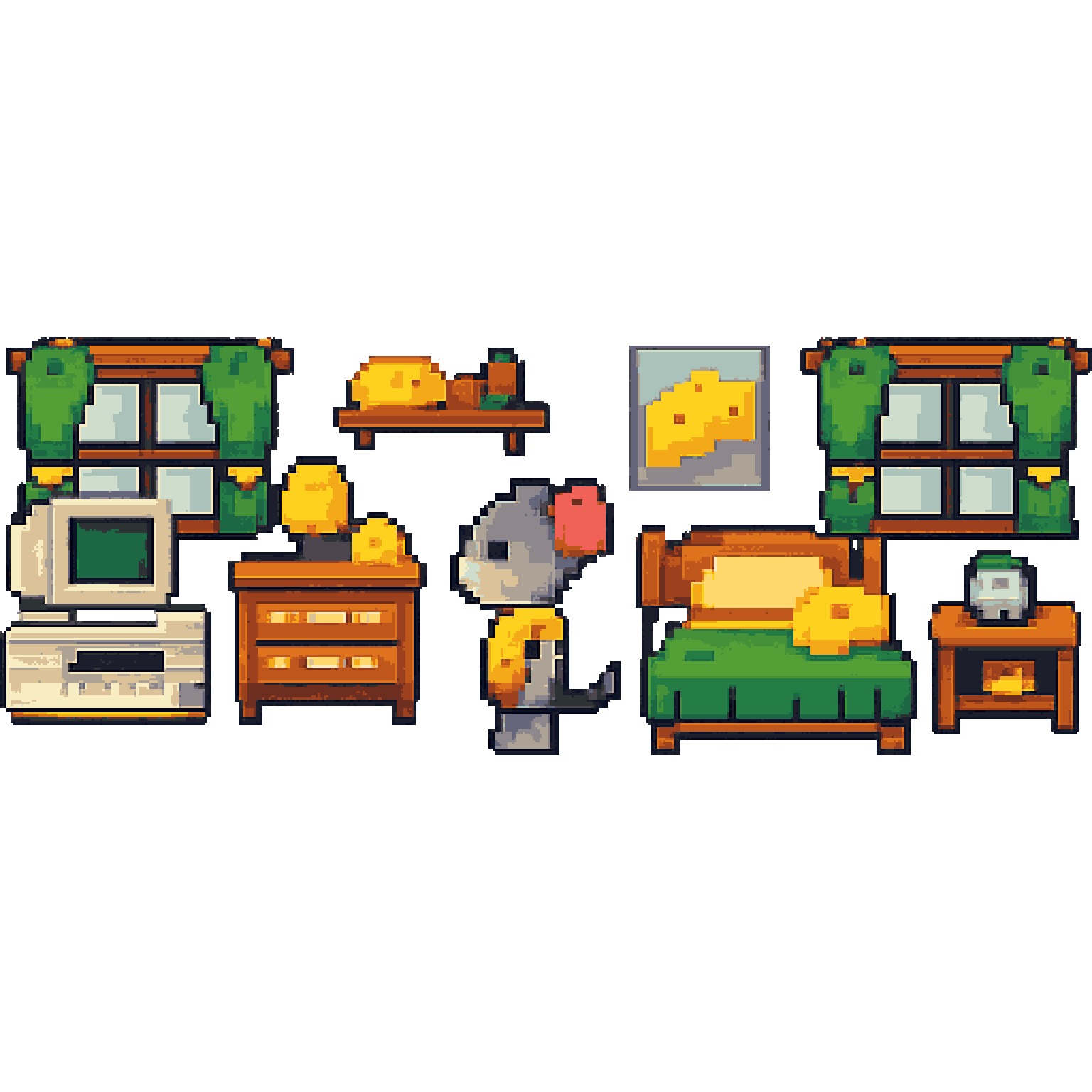 2D pixel art house interior pixel art