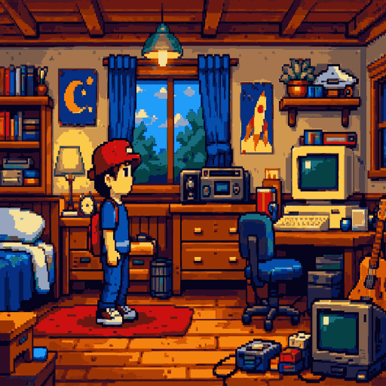 Top-Down 2D Pixel Art Bedroom pixel art