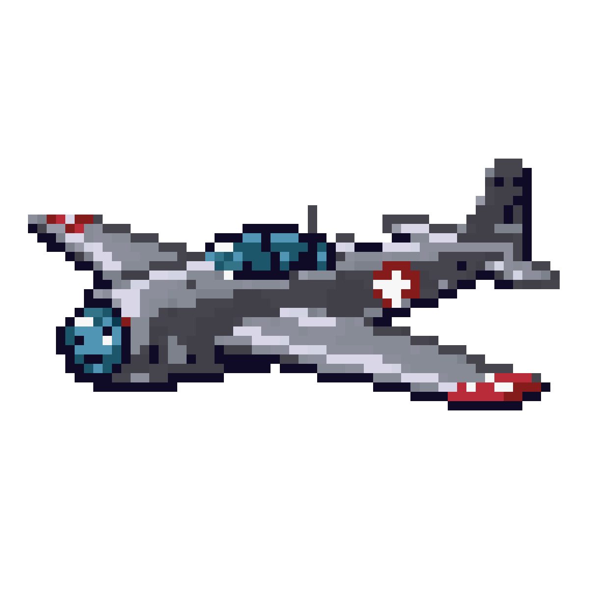 2D Side View Bomber Plane pixel art