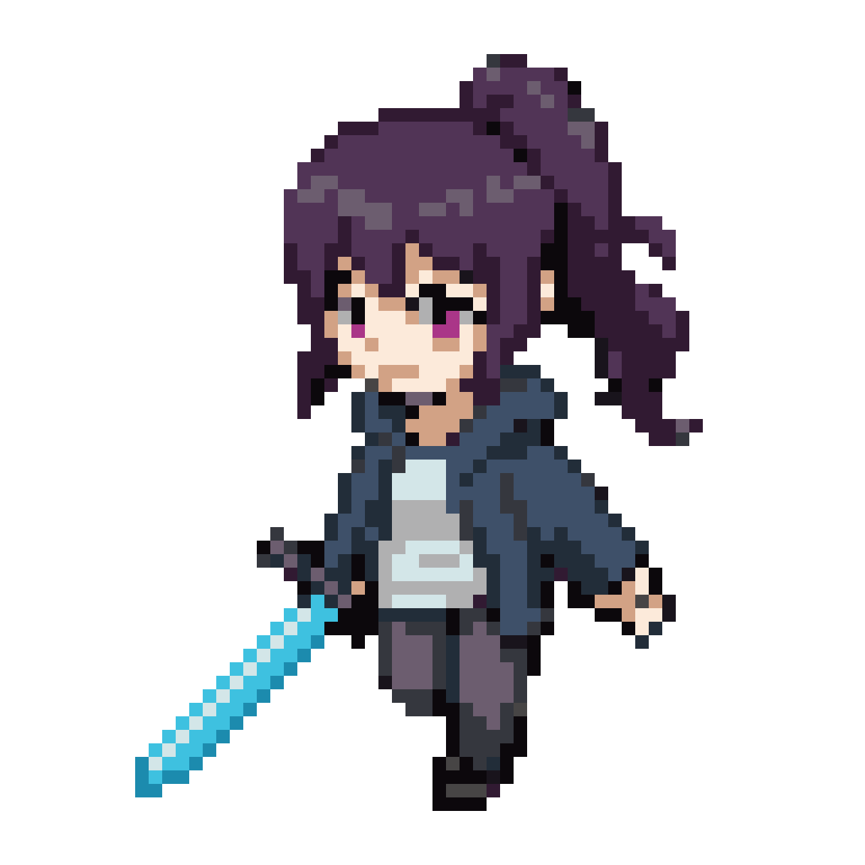 Cute anime girl with katana pixel art