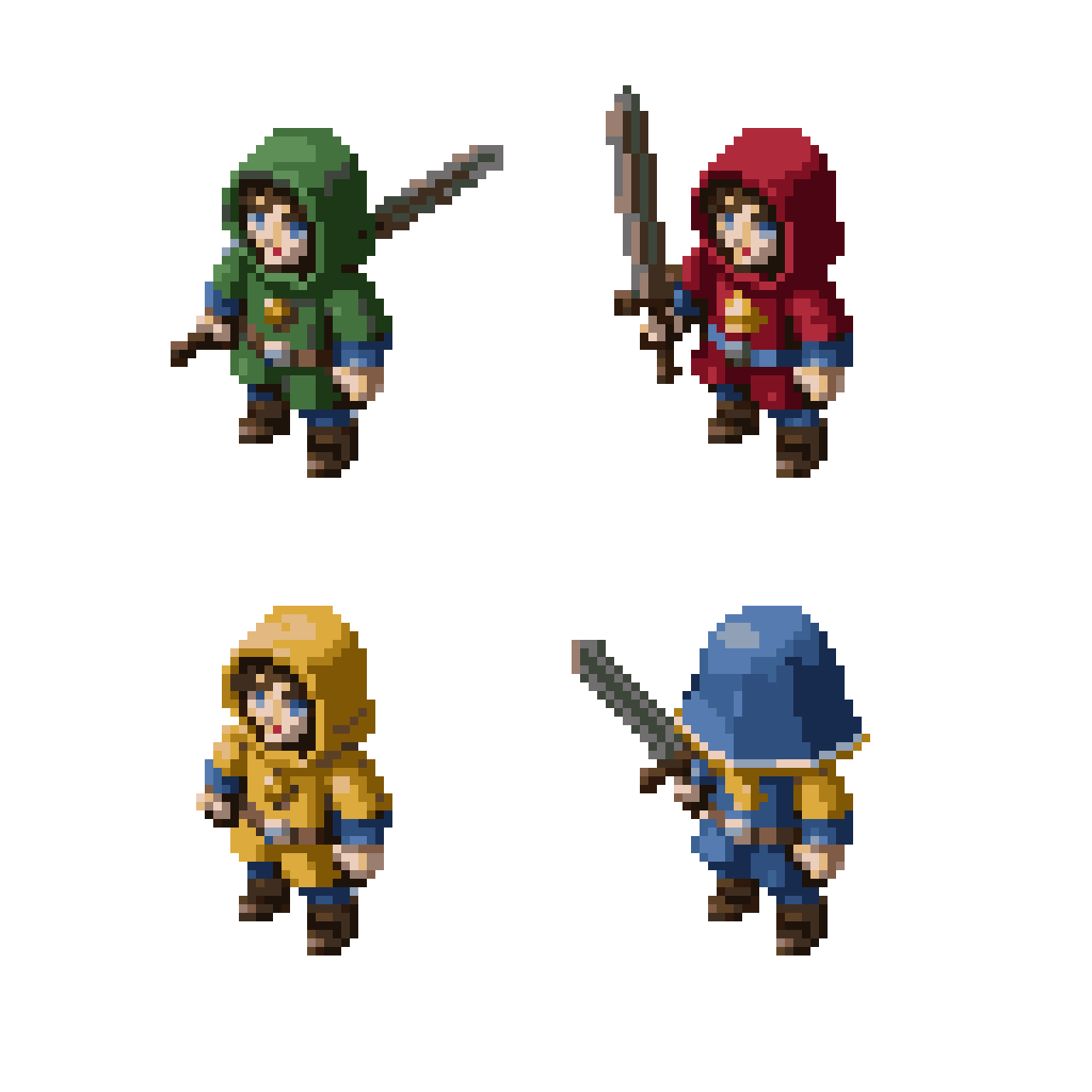 Pawn with Sword in Four Colors pixel art