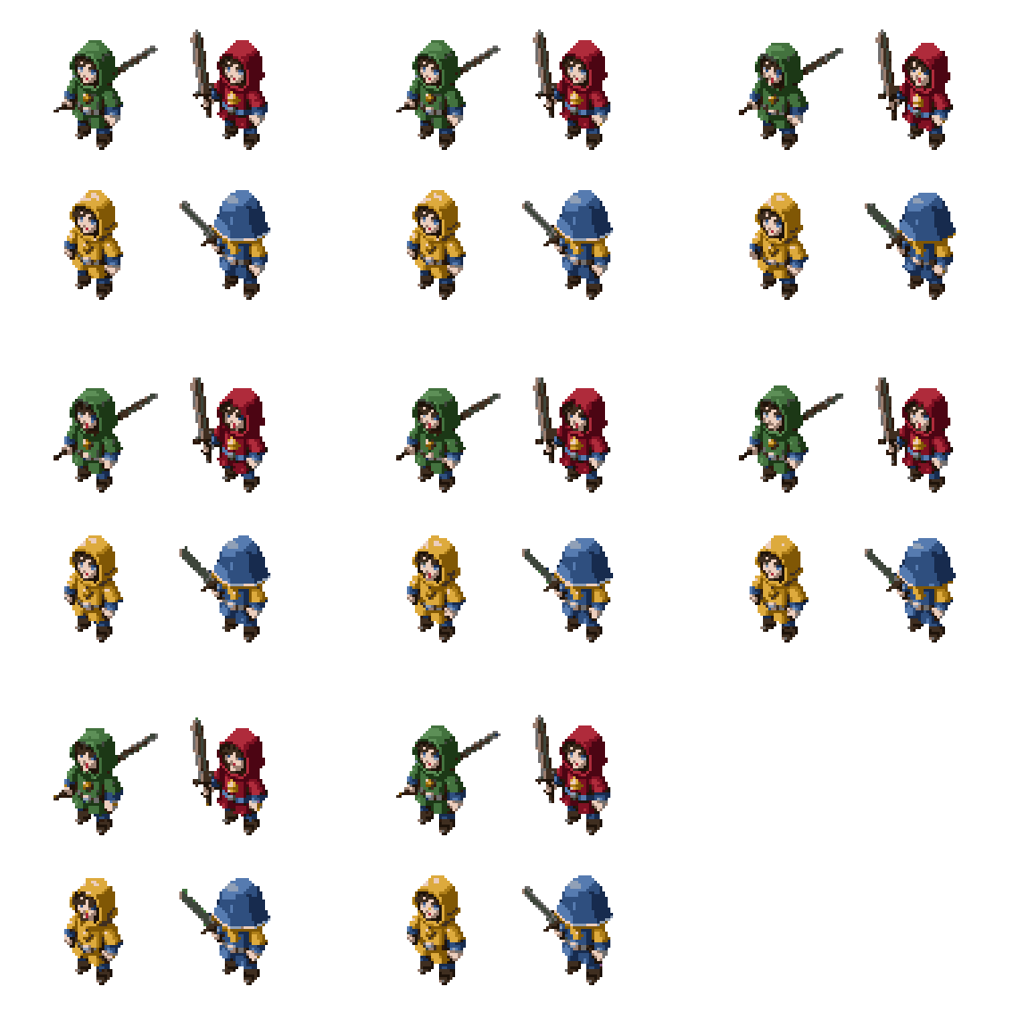 Pawn with Sword in Four Colors Idle pixel art