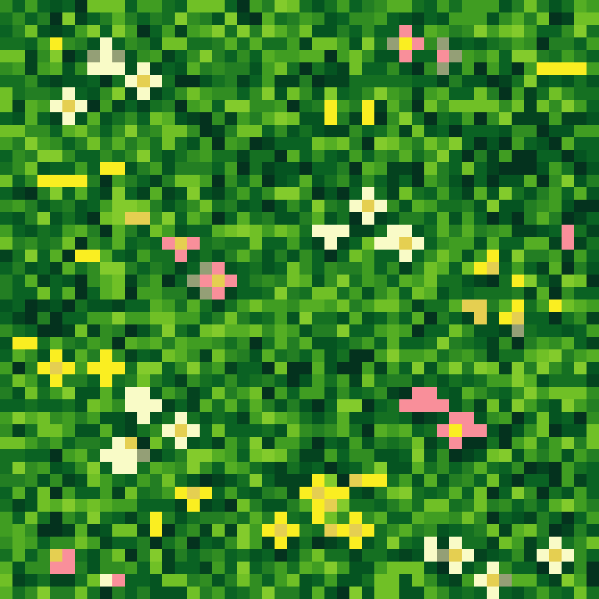Topdown View Grass Tile with Flowers pixel art