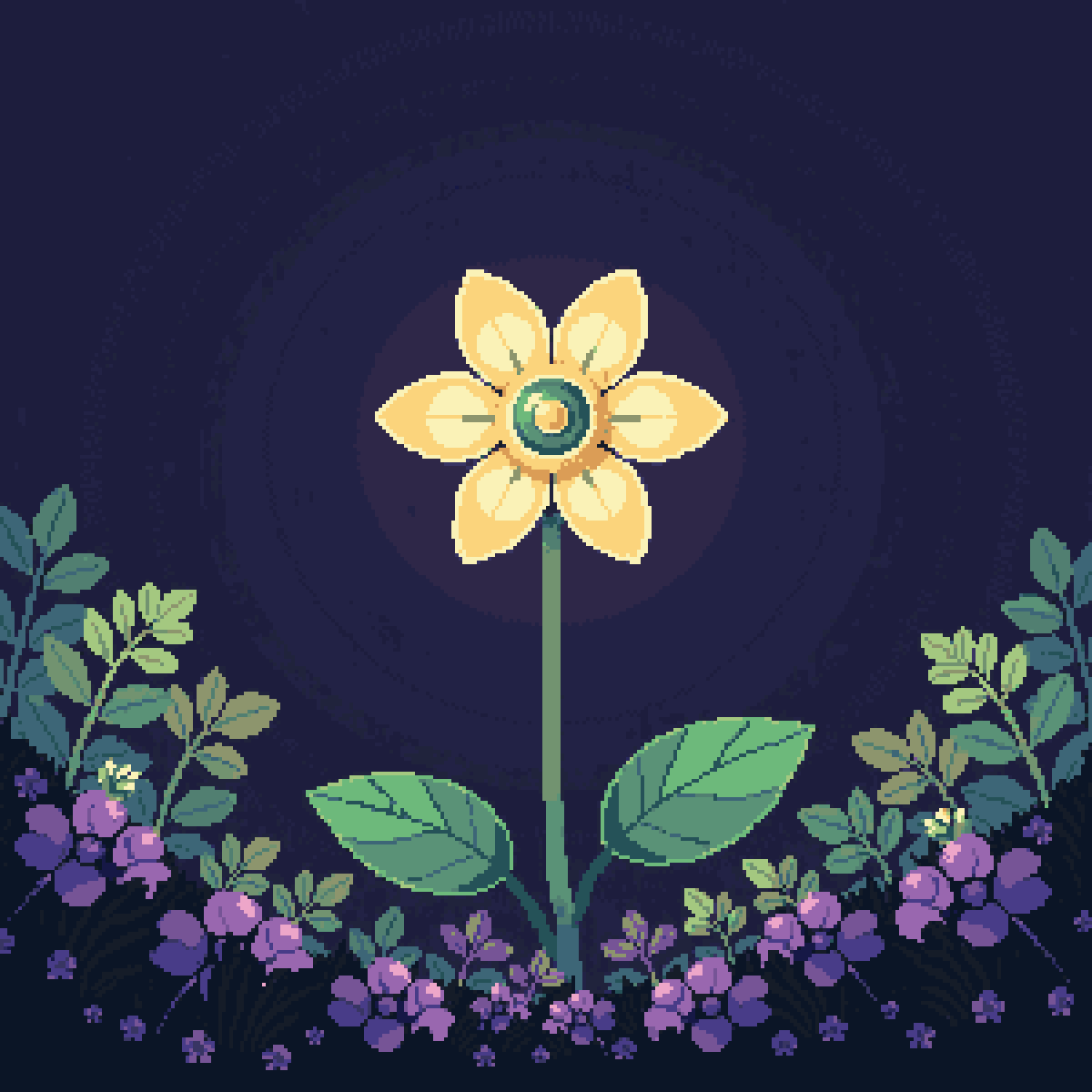Glowing Eye Blossom Flower pixel art