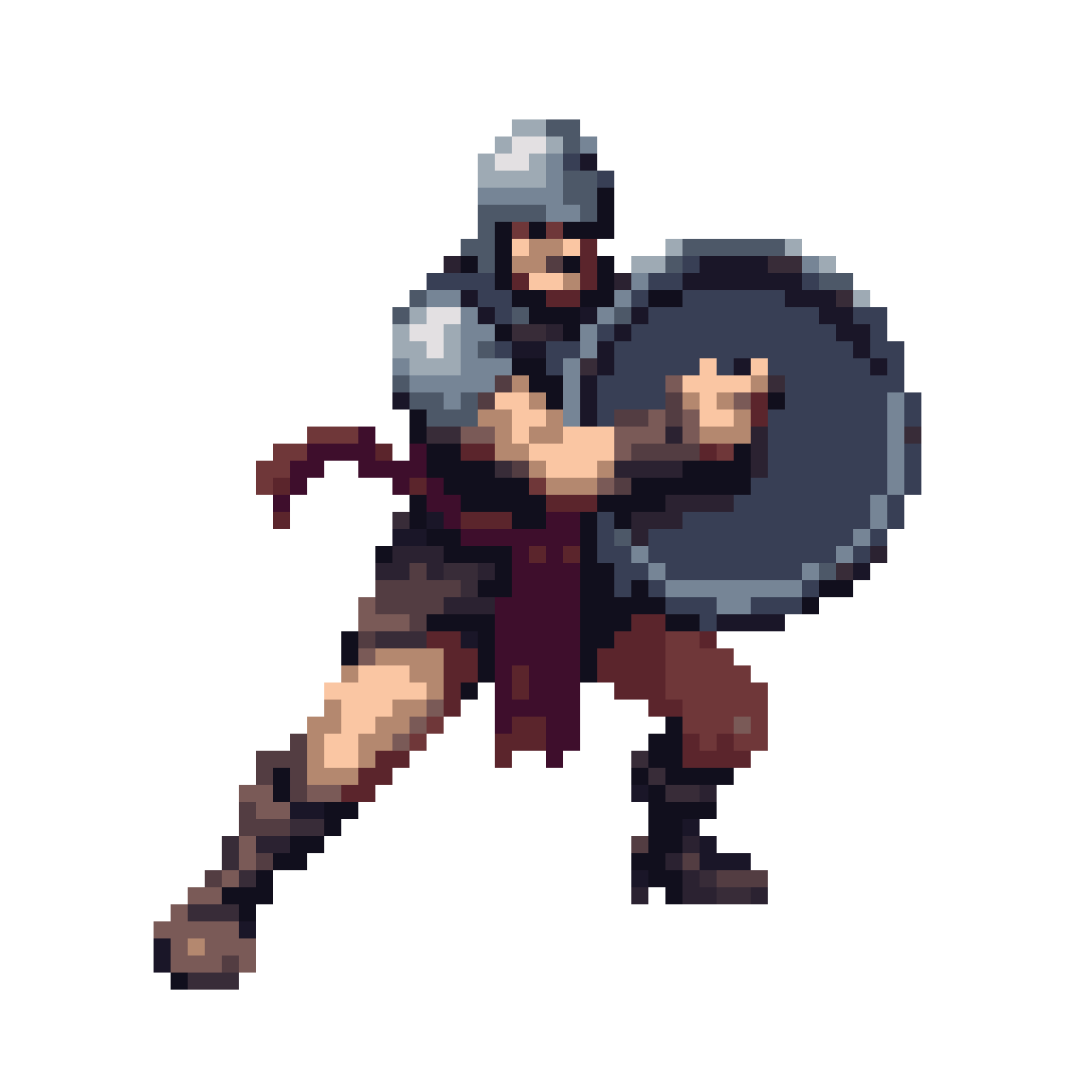 Shield Warrior Attacking with Shield pixel art