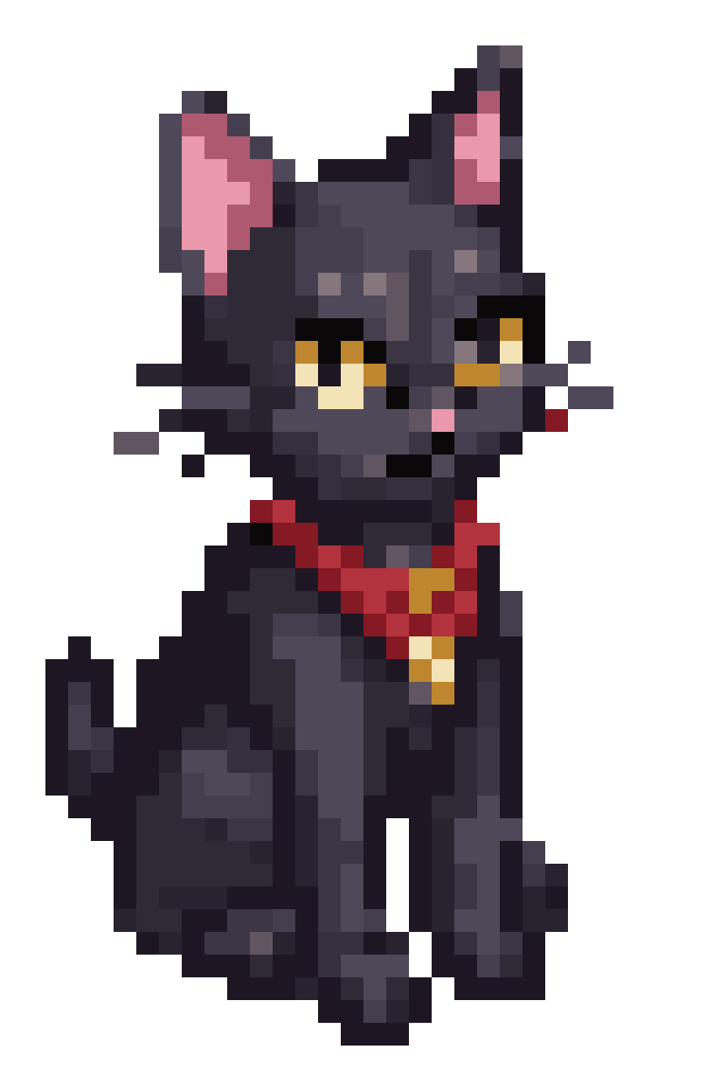 Black Cat Catgirl in Stardew Valley Style pixel art