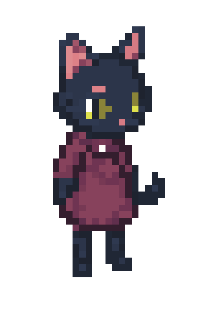 Black Cat Catgirl in Stardew Valley Style pixel art
