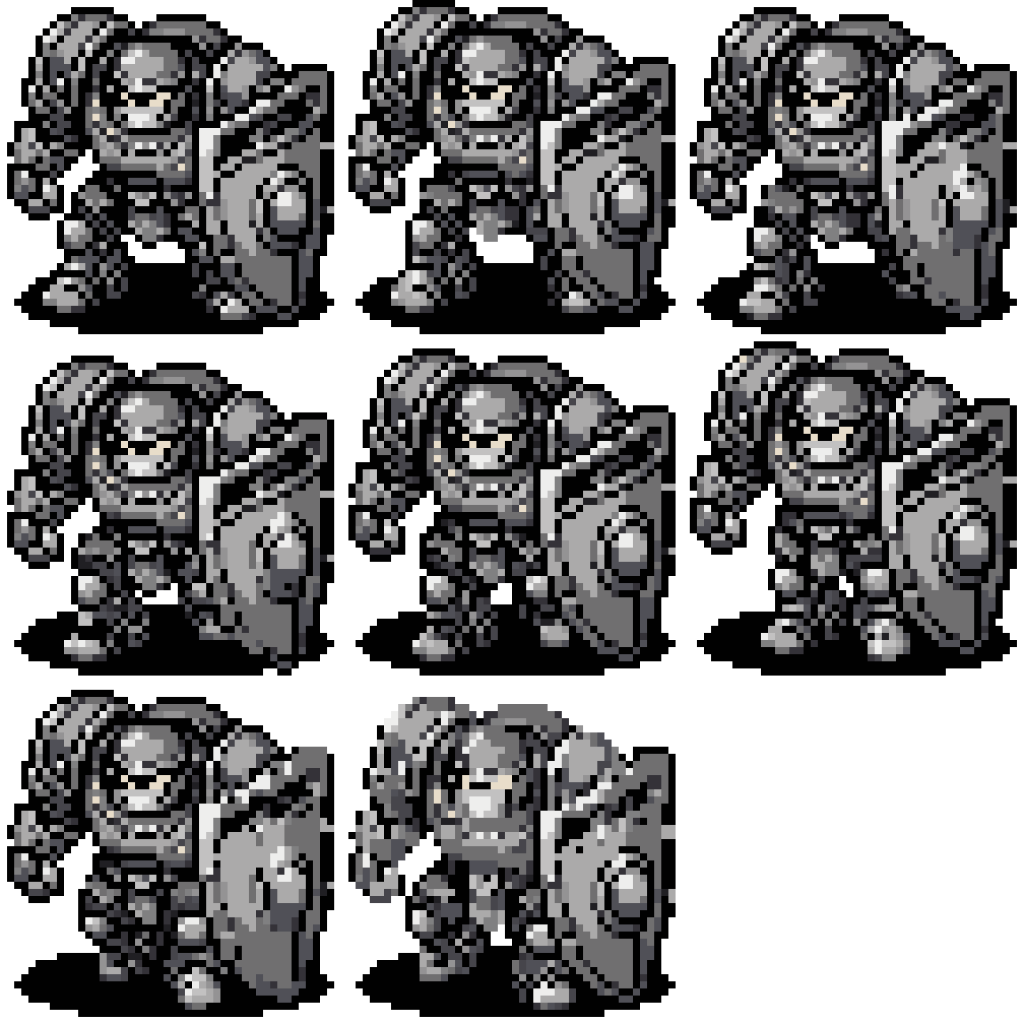 Sturdy Tank Character in Armor Walking pixel art
