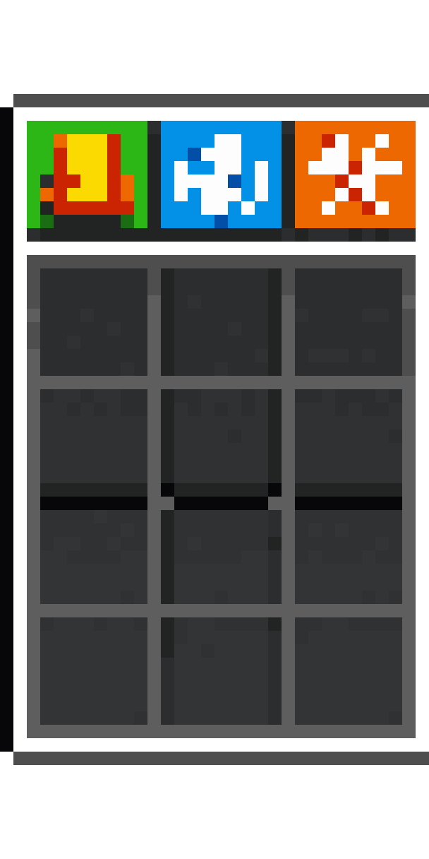 game inventory with icons pixel art