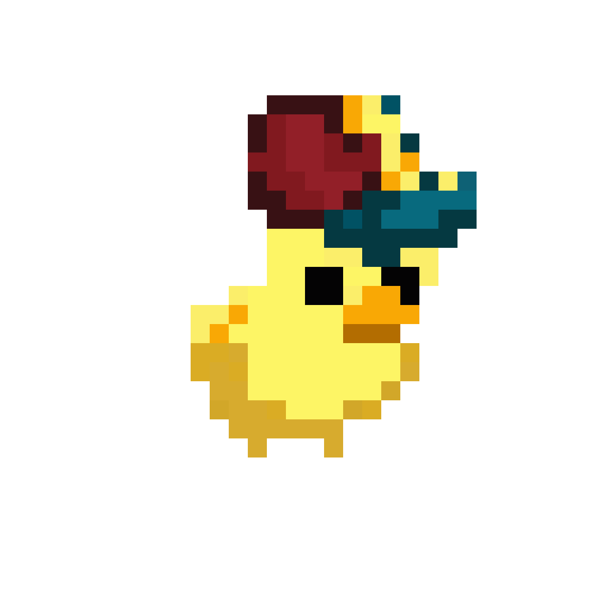 chick with propeller hat pixel art