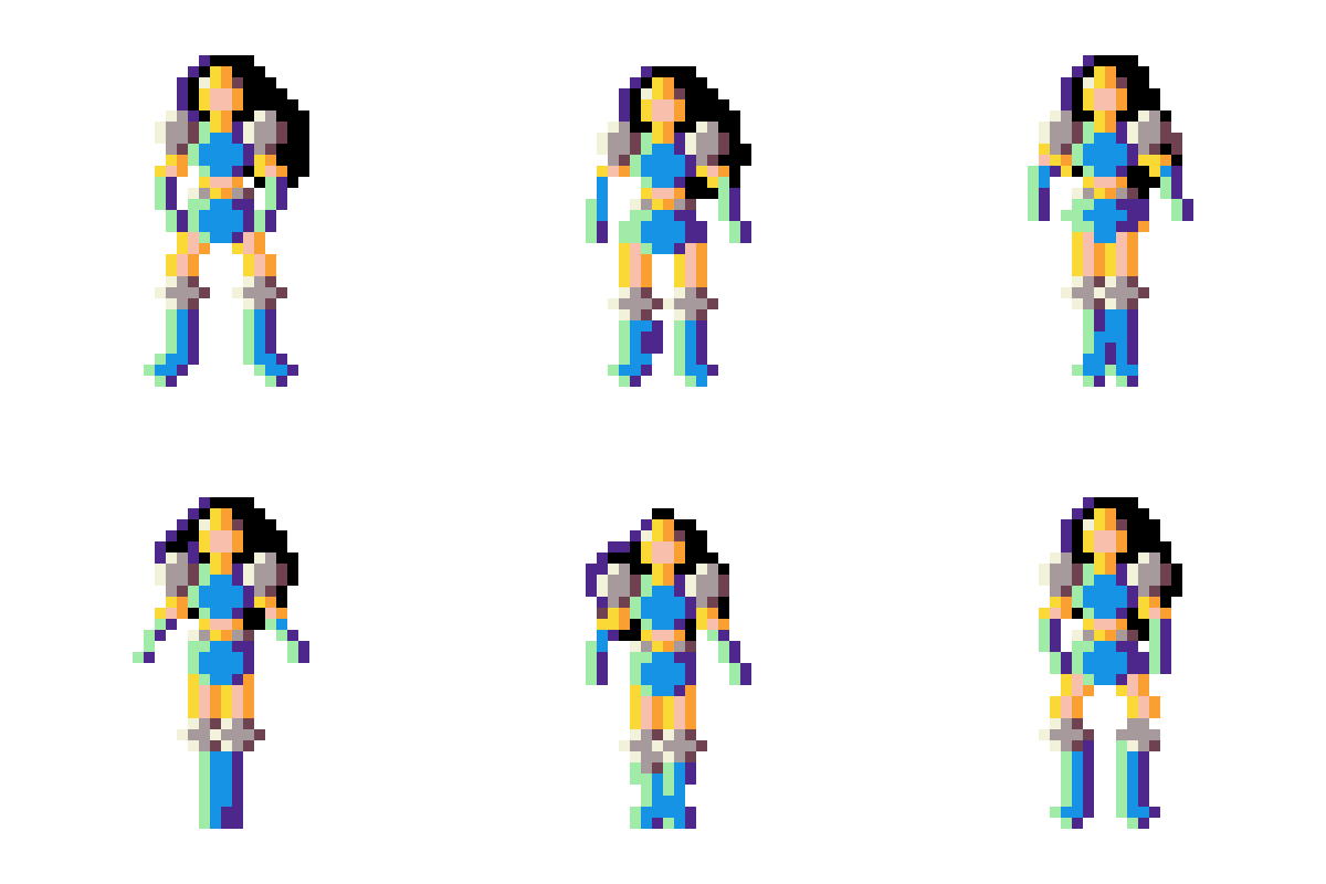 Female Warrior Character Walking pixel art