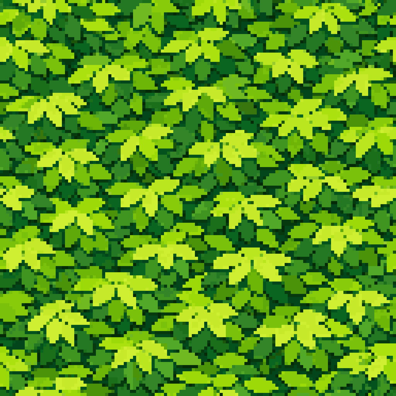 Seamless Bonsai Tree Leaves pixel art