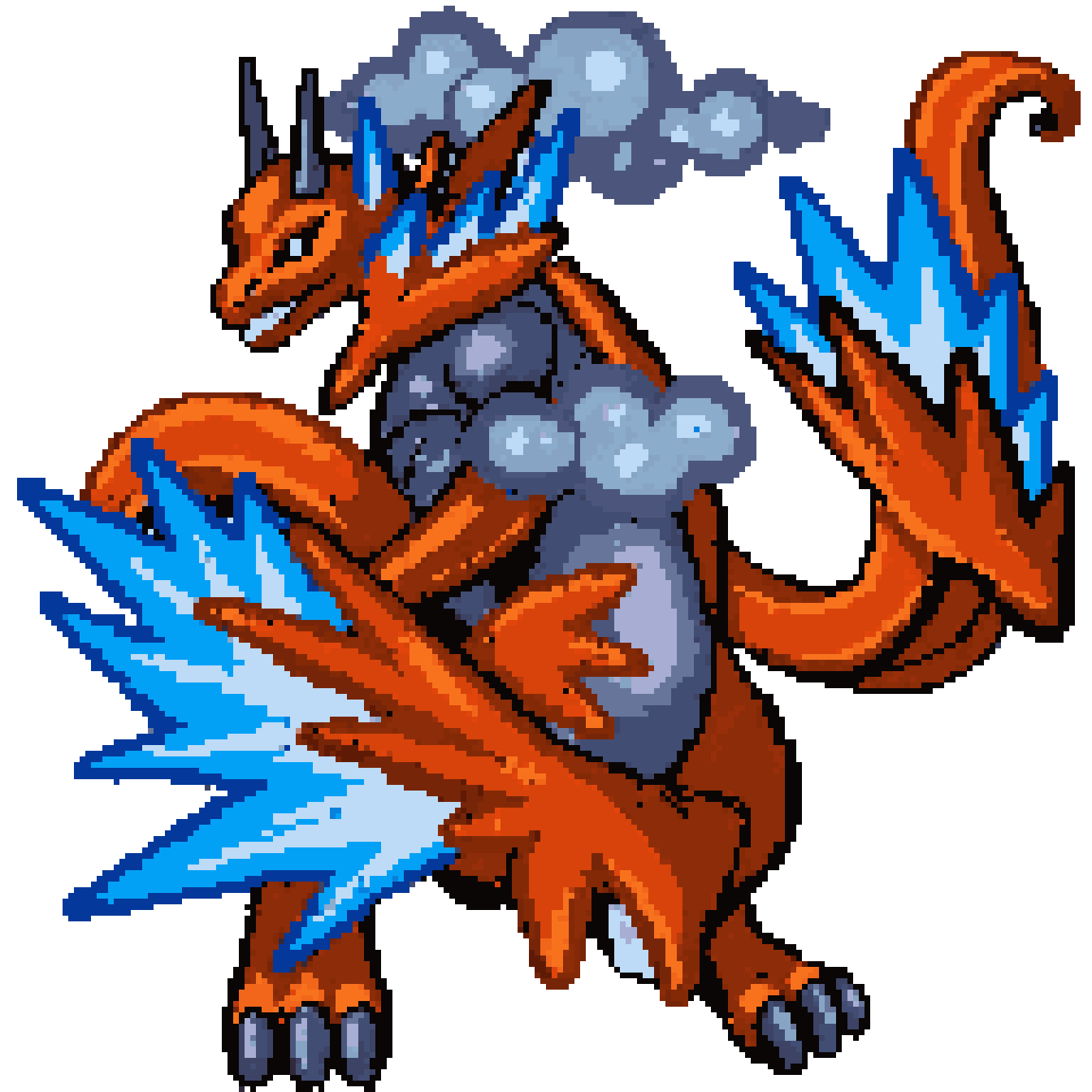 Majestic Orange Dragon Creature pixel art