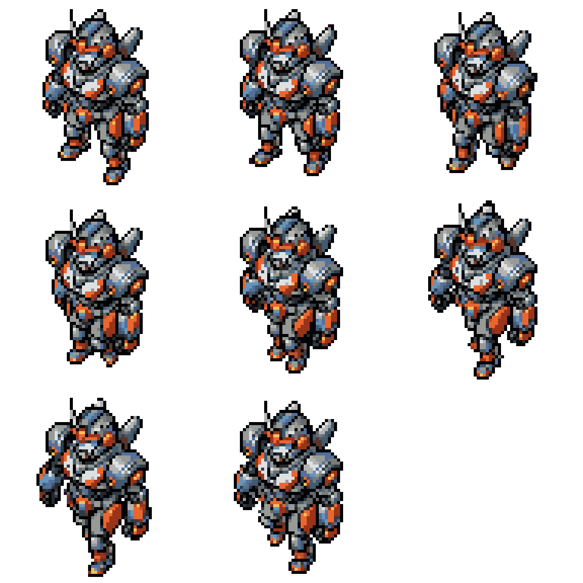Robot Mech Armor Suit Walking pixel art