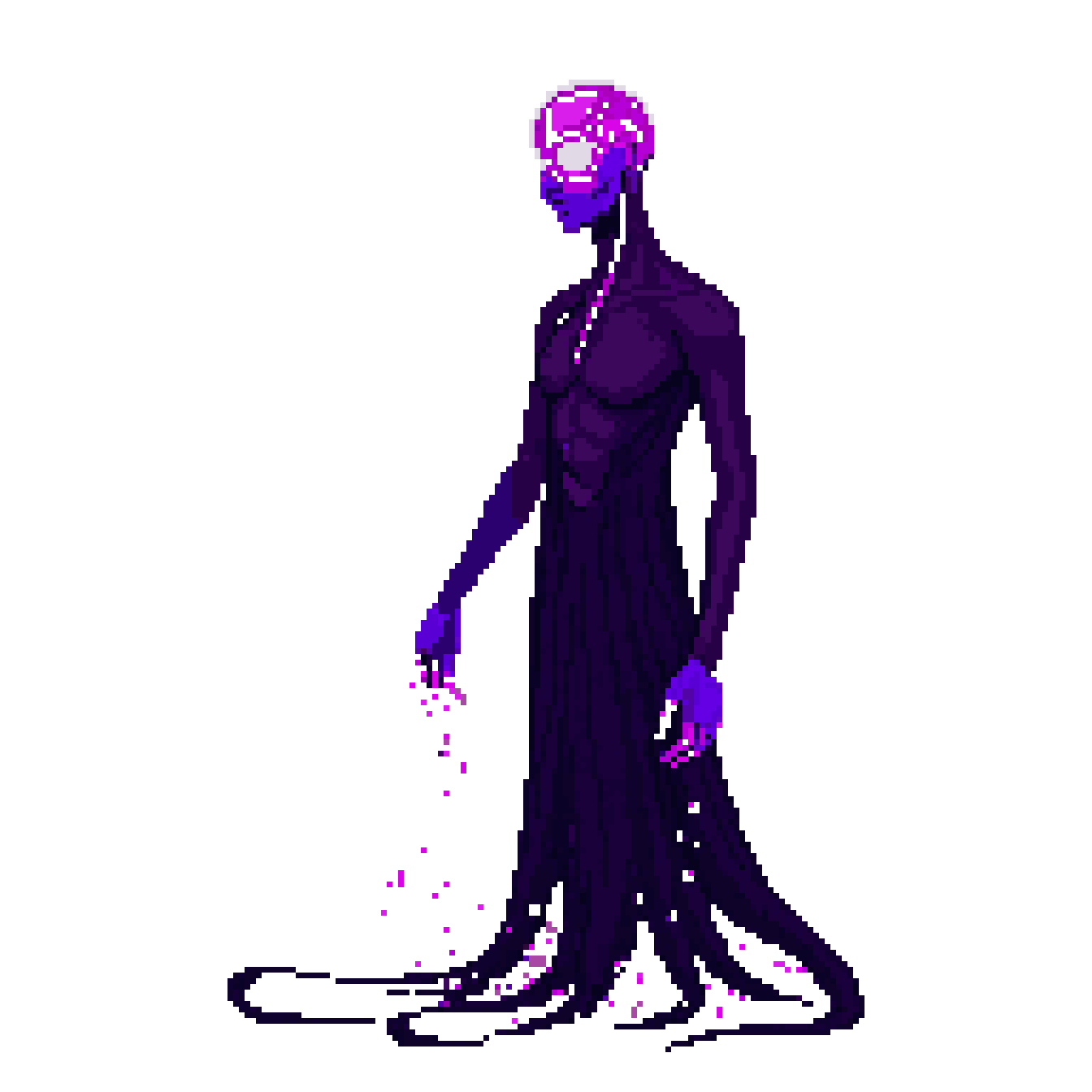 Elegant Humanoid Silhouette with Violet Glow pixel art